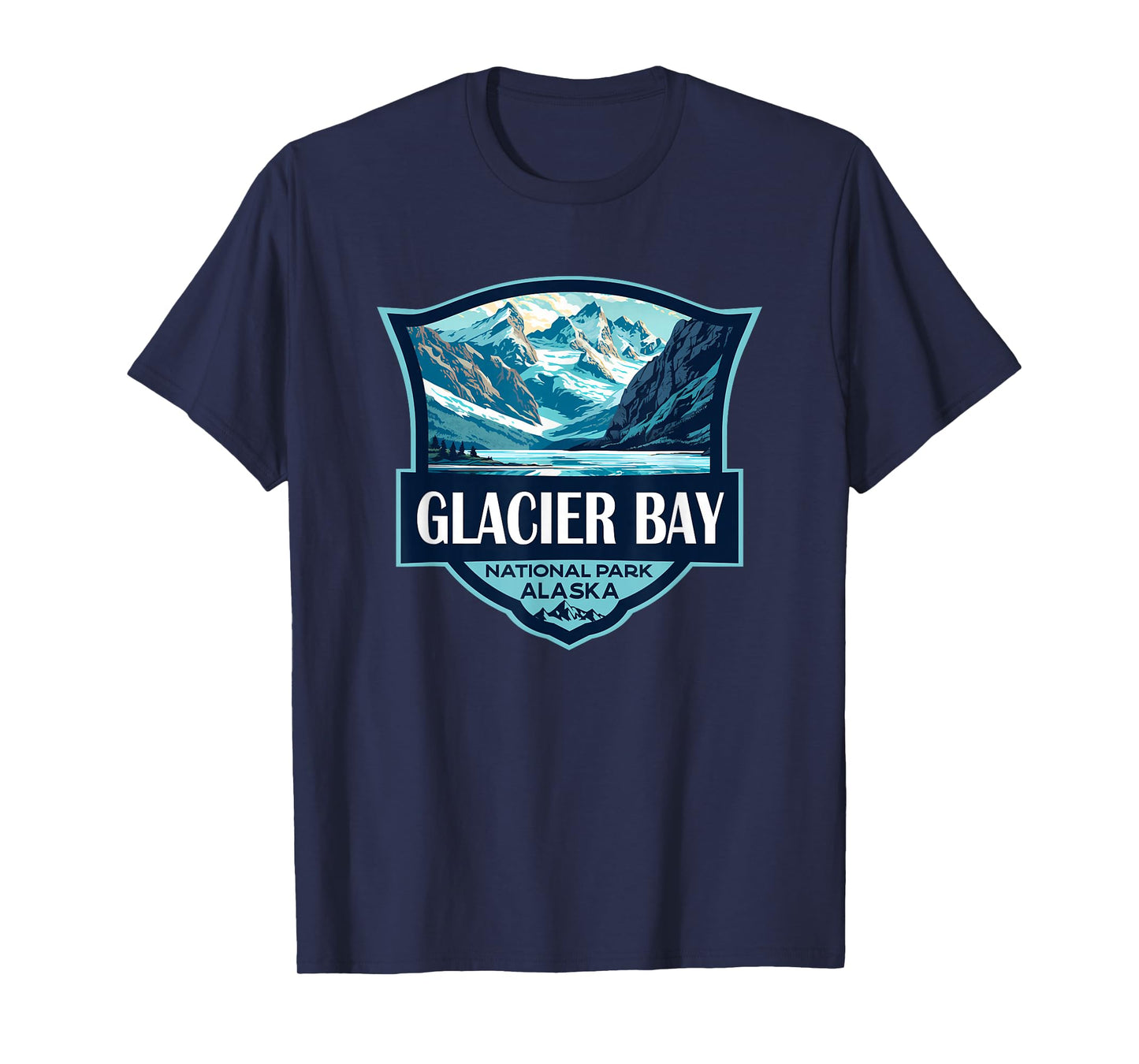 Glacier Bay National Park Illustration Travel Retro Badge T-Shirt