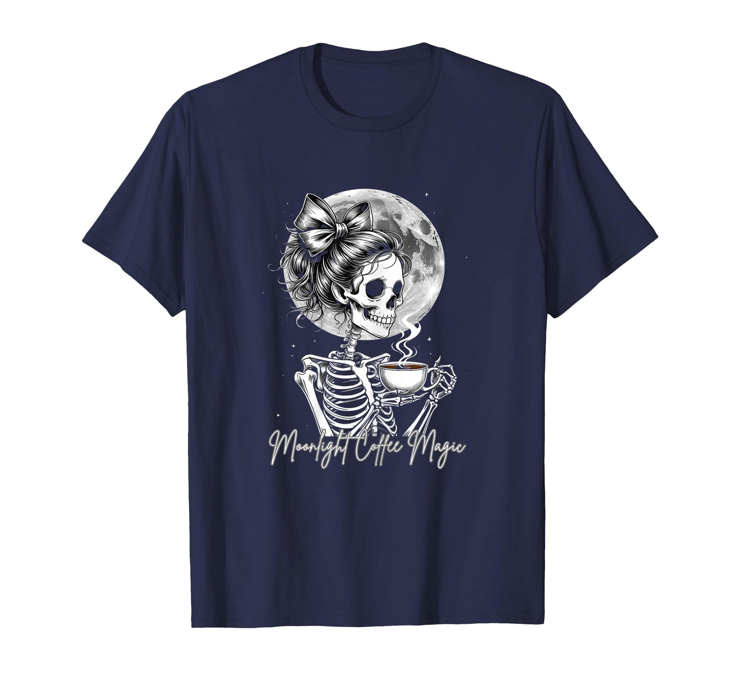 Skeleton Woman with Coffee Halloween Coffee Lover T-Shirt