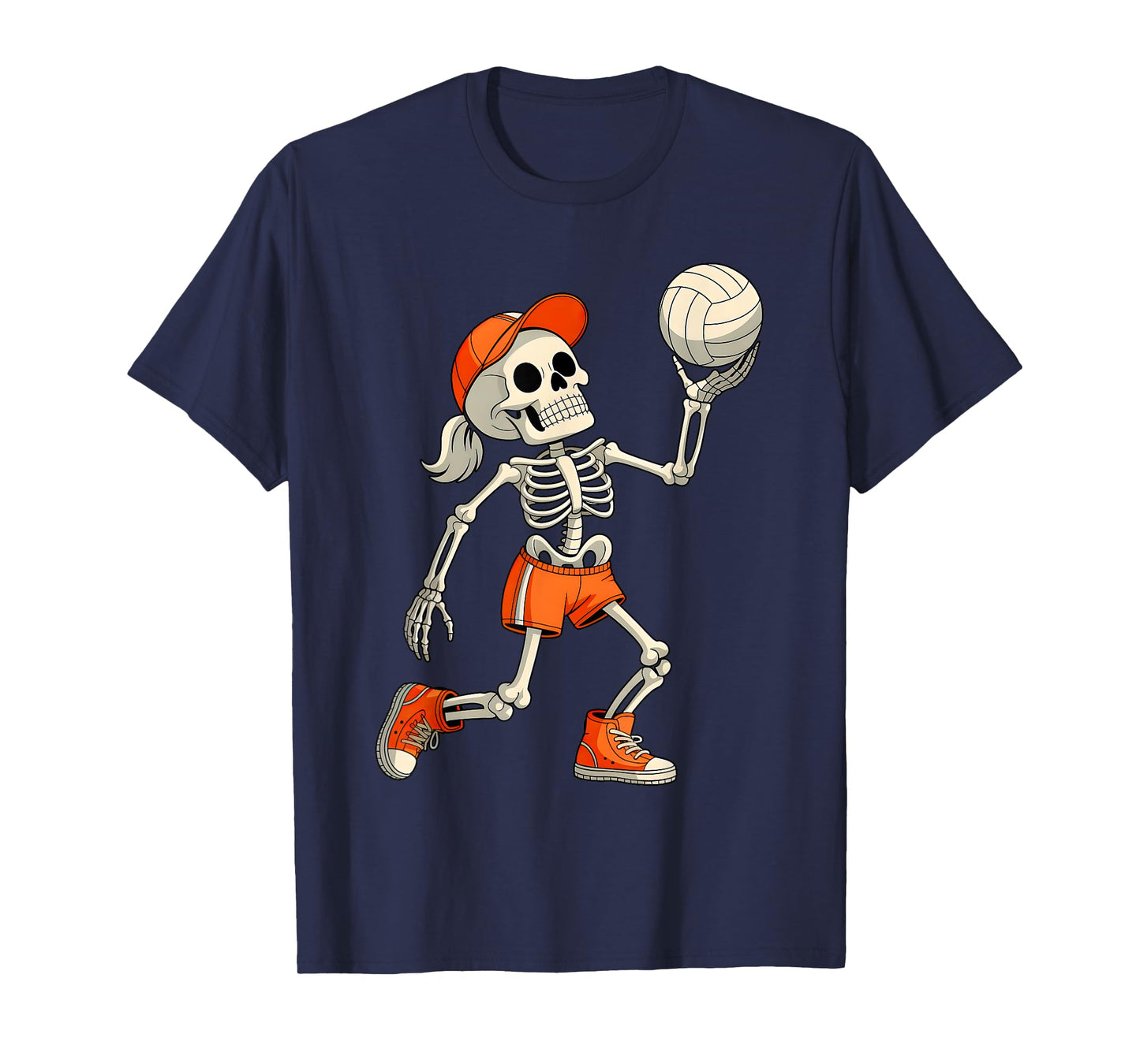 Funny Skeleton Play Volleyball Halloween Costume Boys Men T-Shirt