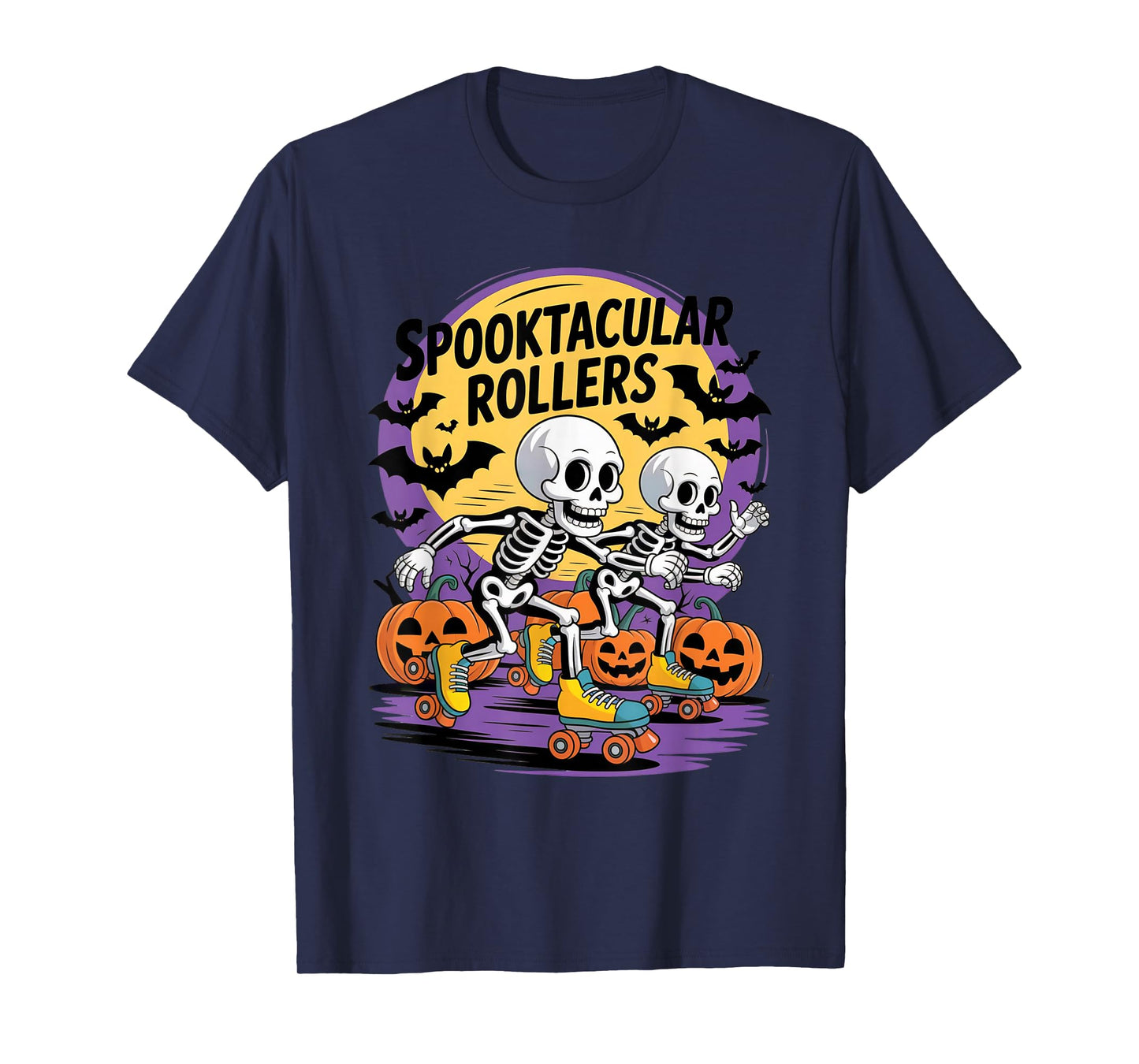 Spooktacular Skeleton Rollers Retro Halloween Skating Vibes T-Shirt