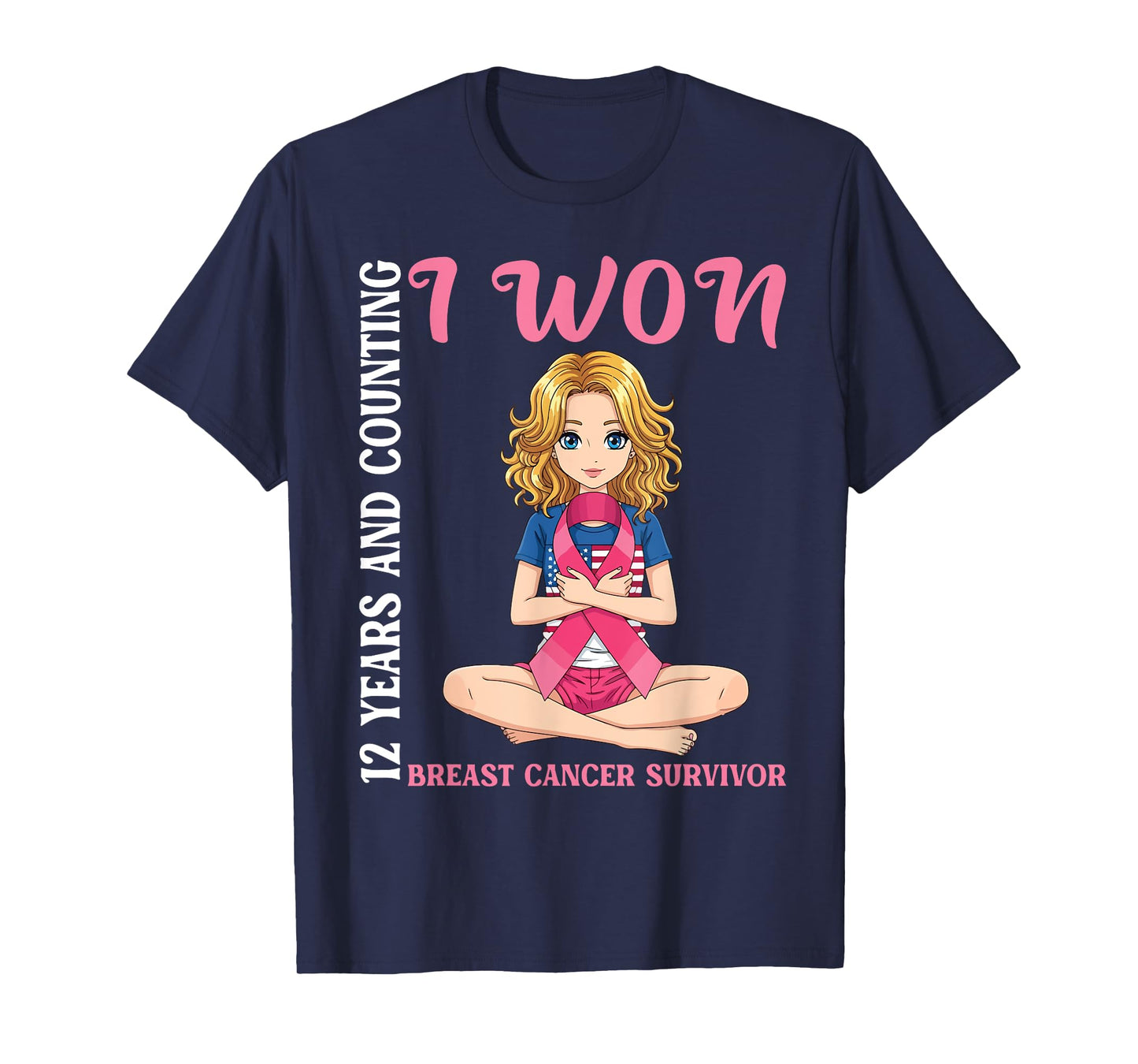 Cute Girl 12 Years and Counting I Won Breast Cancer Survivor T-Shirt