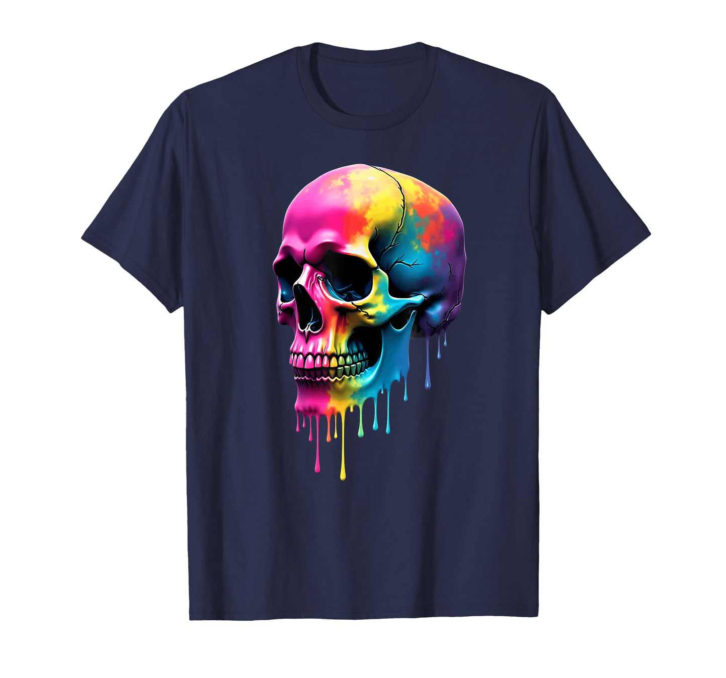 Colorful Skull Melting Halloween T-Shirt
