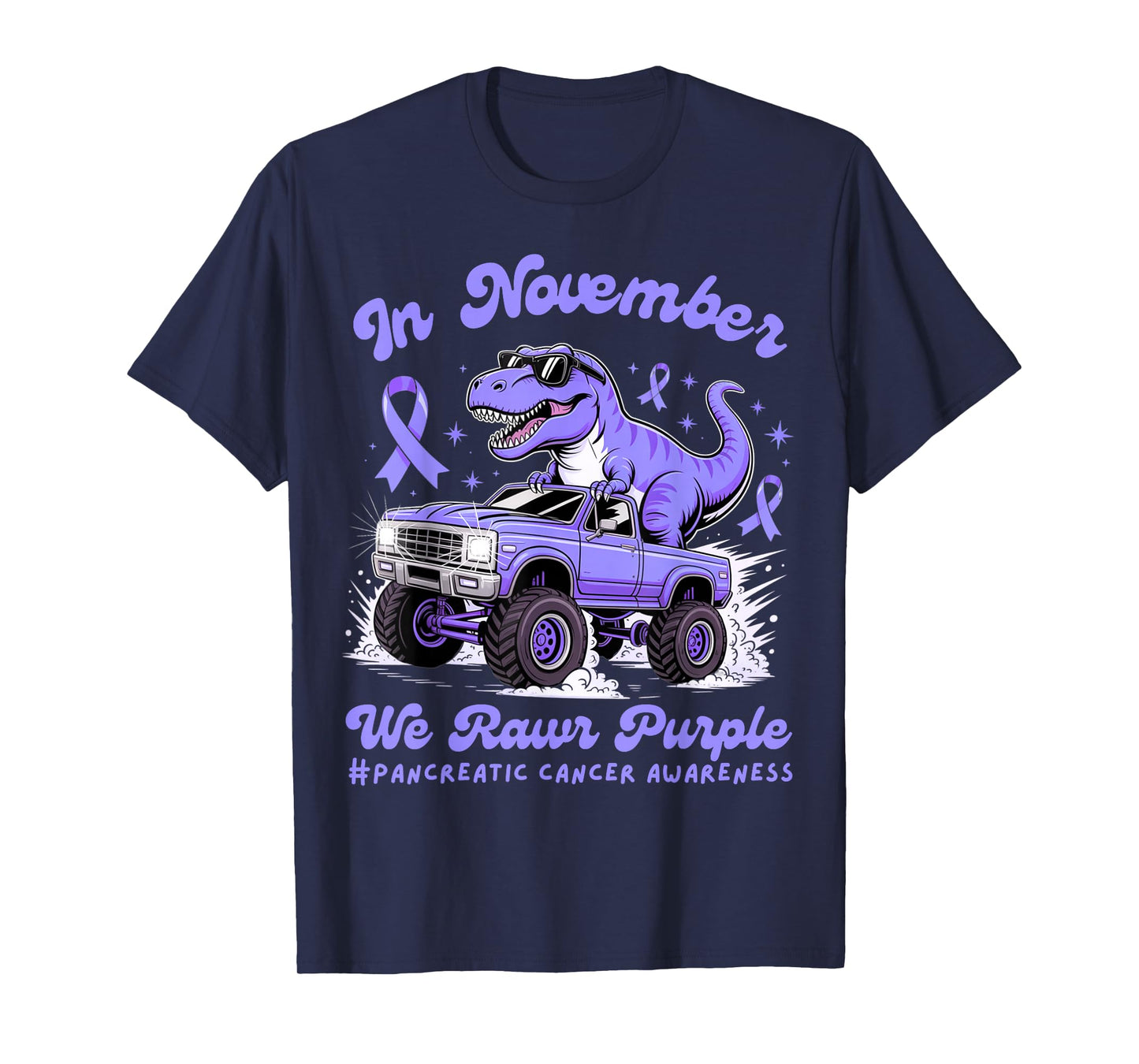 Pancreatic Cancer Support Squad T-Rex Dino Kids Boys Toddler T-Shirt