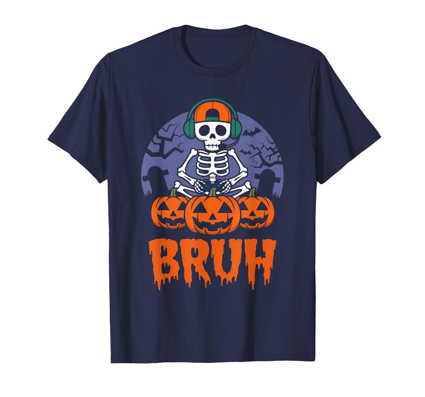Halloween Skeleton Video Gaming Gamer Youths Teens Men Boys T-Shirt