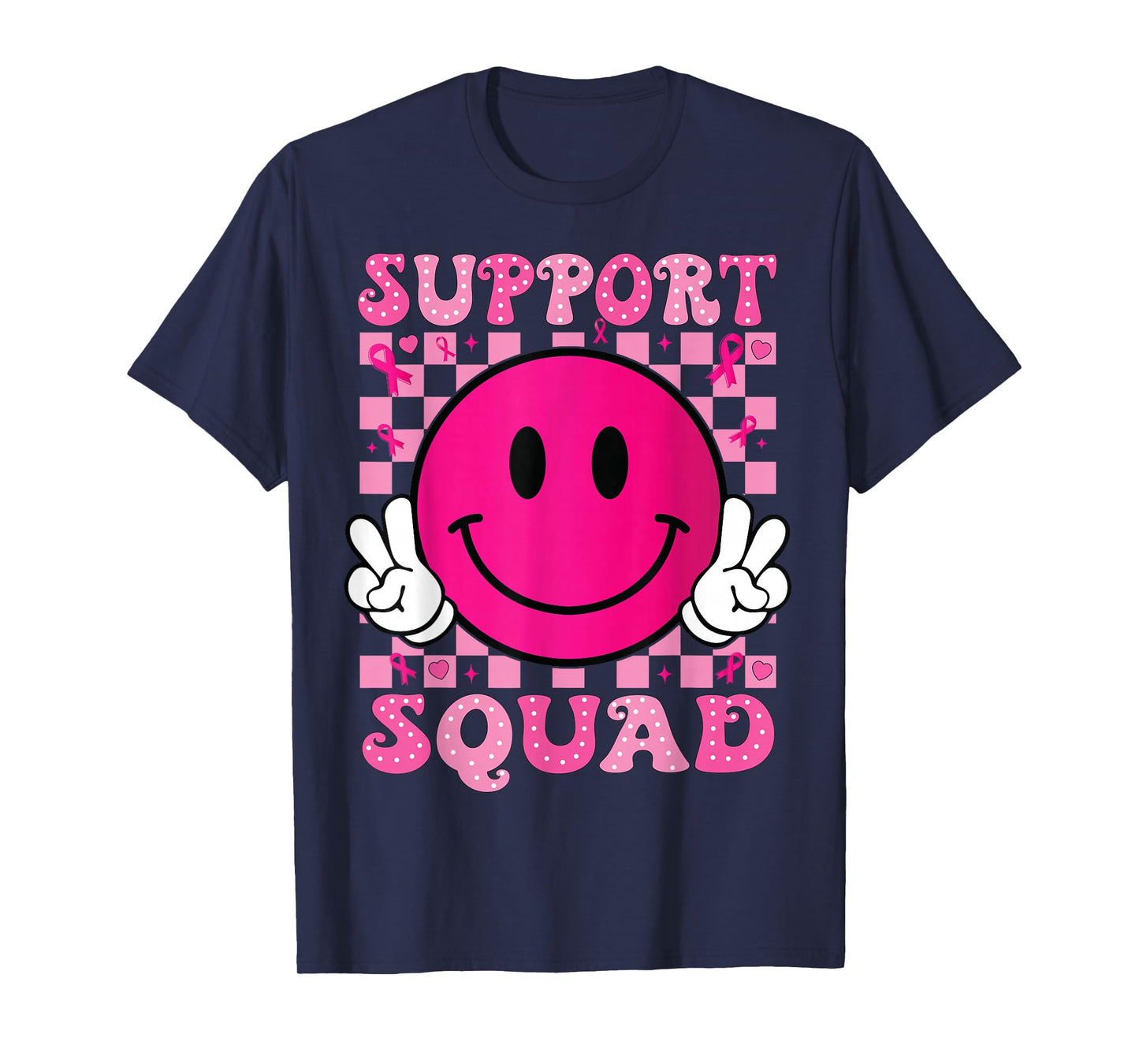 support squad breast cancer Awareness Smile Face T-Shirt