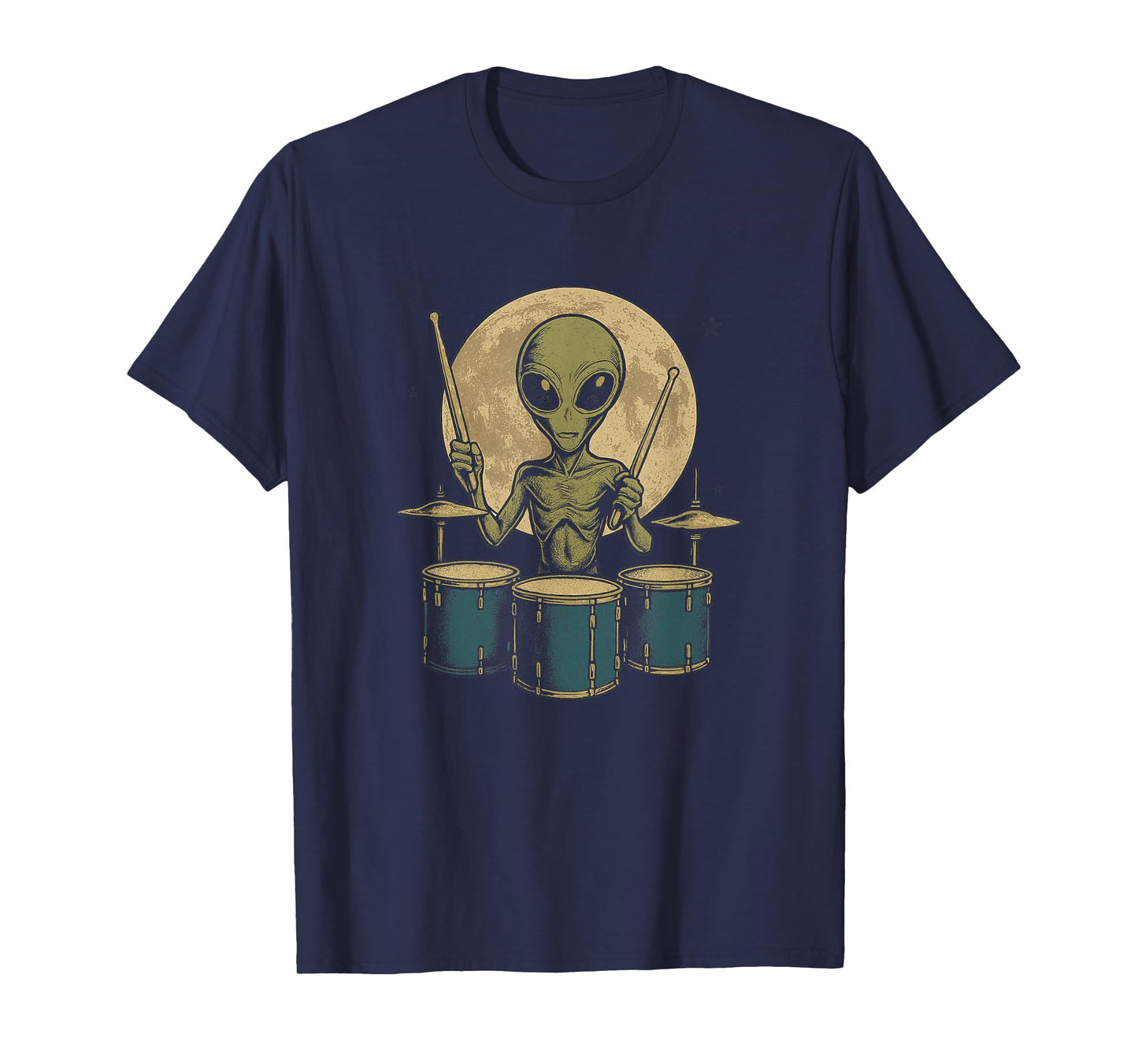 Funner Drummer Tee Alien Playing Drums Rock Music Fan T-Shirt