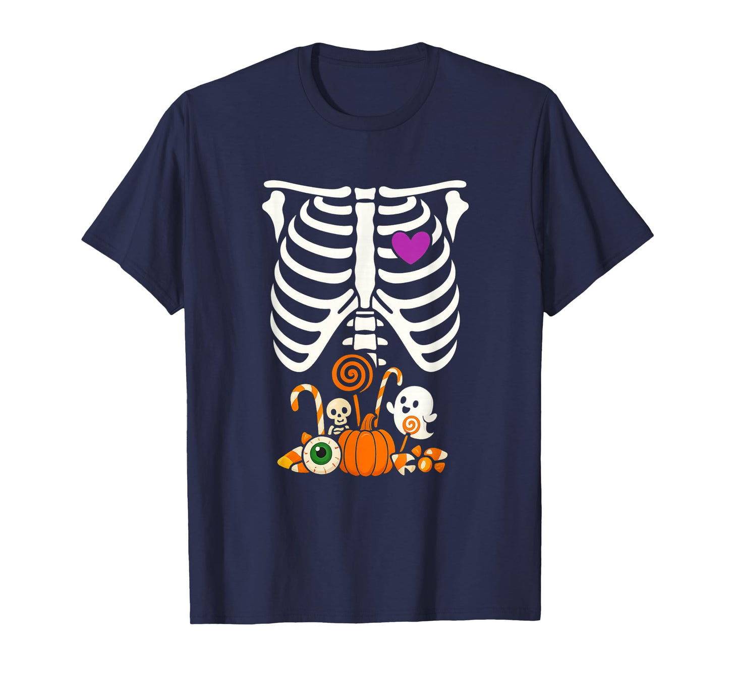 Halloween Skeleton Ribcage Candy Shirt Spooky Fun Tee T-Shirt