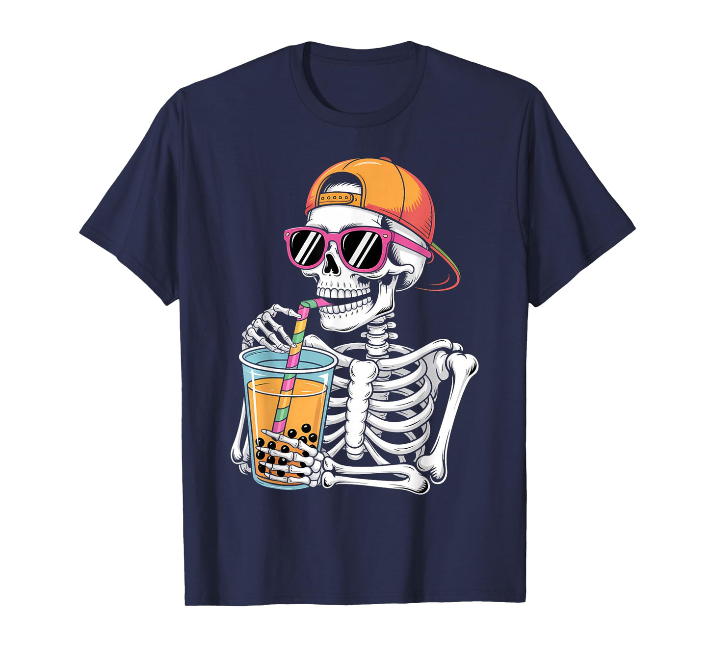 Funny Halloween Skeleton Boba Tea Costume T-Shirt