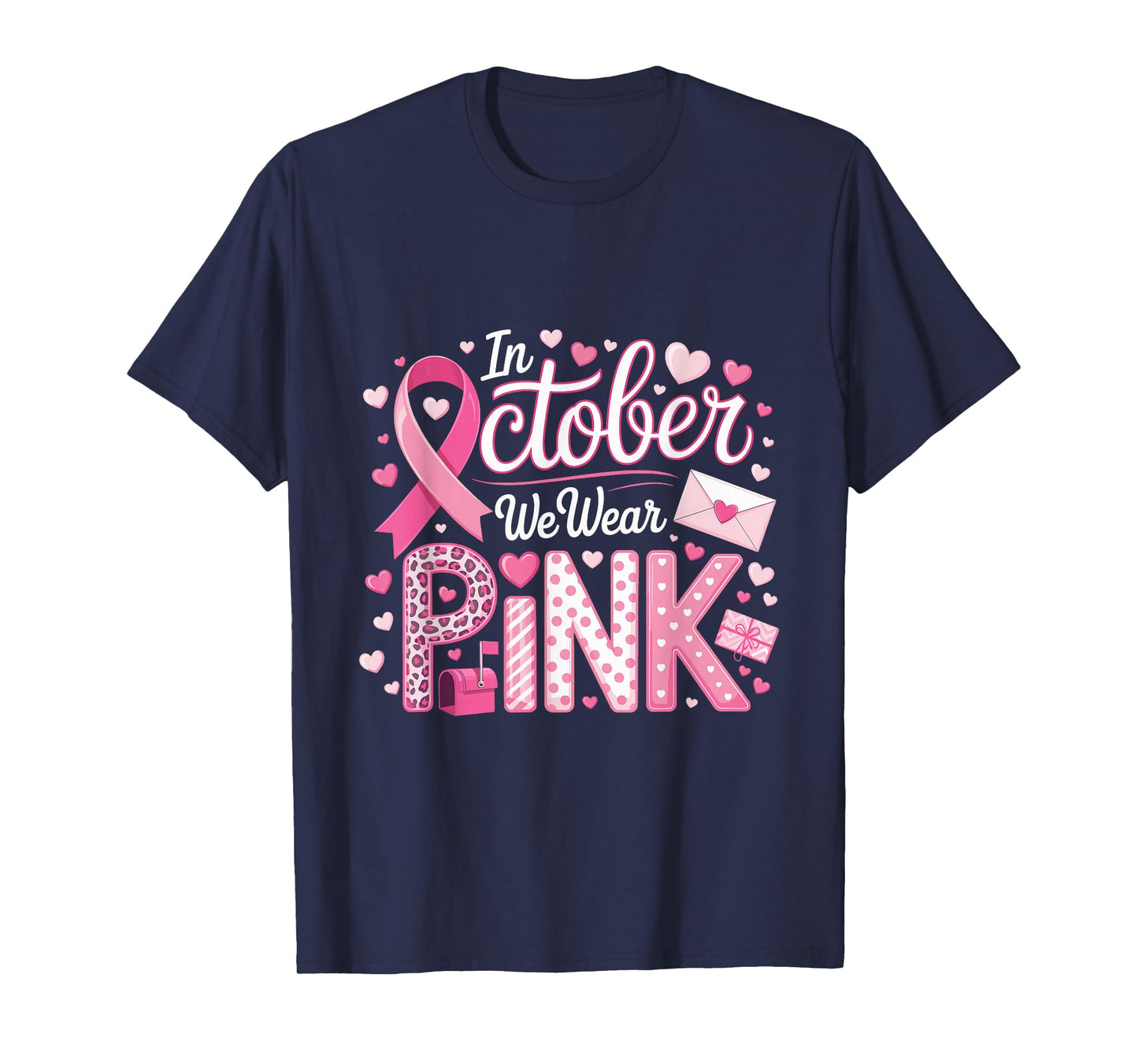 October We Wear Pink Breast Cancer Awareness Postal Worker T-Shirt