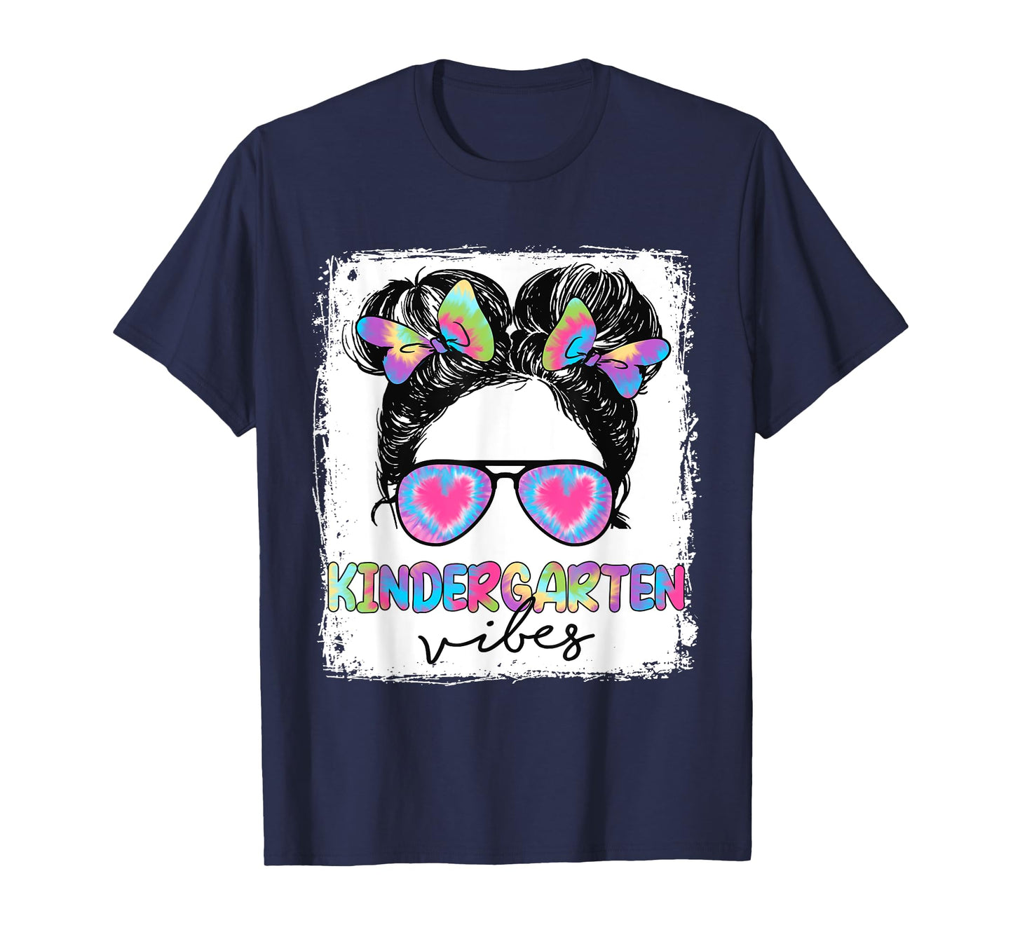 Kindergarten Vibes Messy Hair Bun Girl Back To School T-Shirt