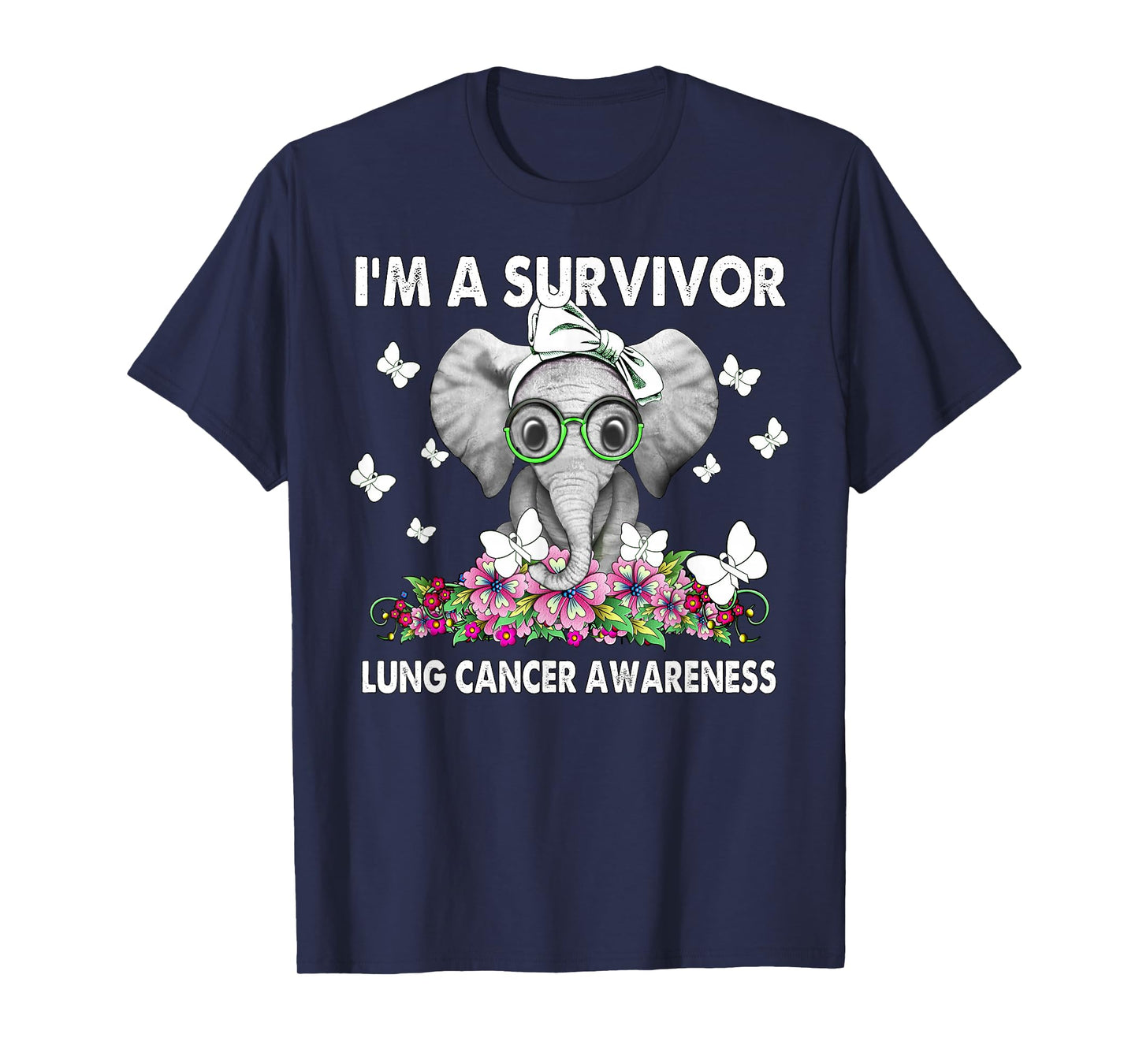 Elephant I’m a Survivor Lung Cancer Awareness T-Shirt