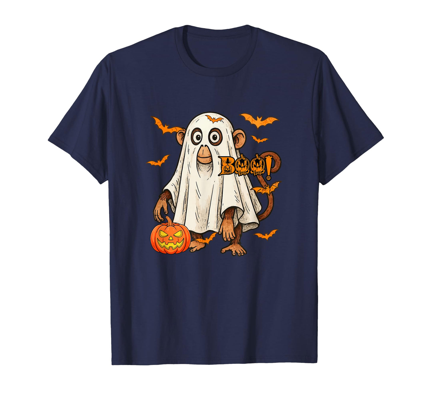 Boo Halloween Monkey Cosplay Ghost Costume Animal Lover T-Shirt