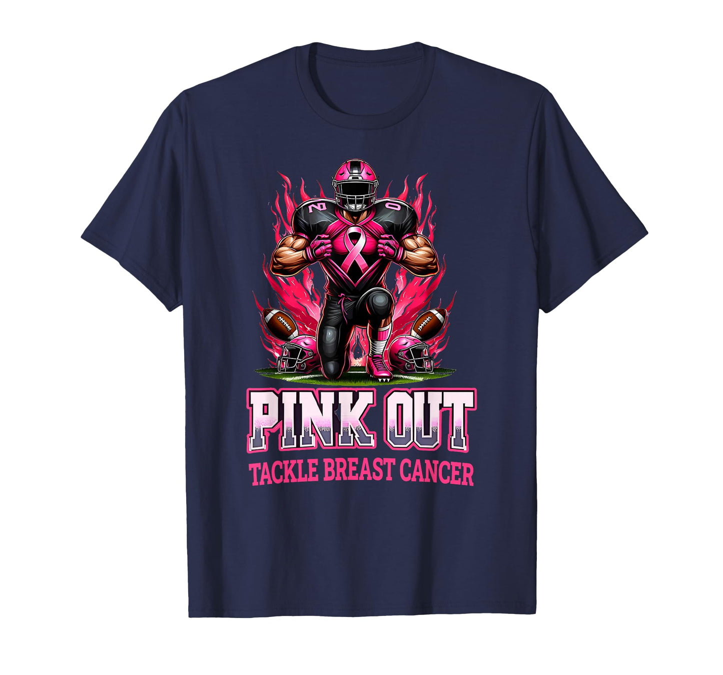 Pink Out Tackle Breast Cancer Awareness American Football T-Shirt