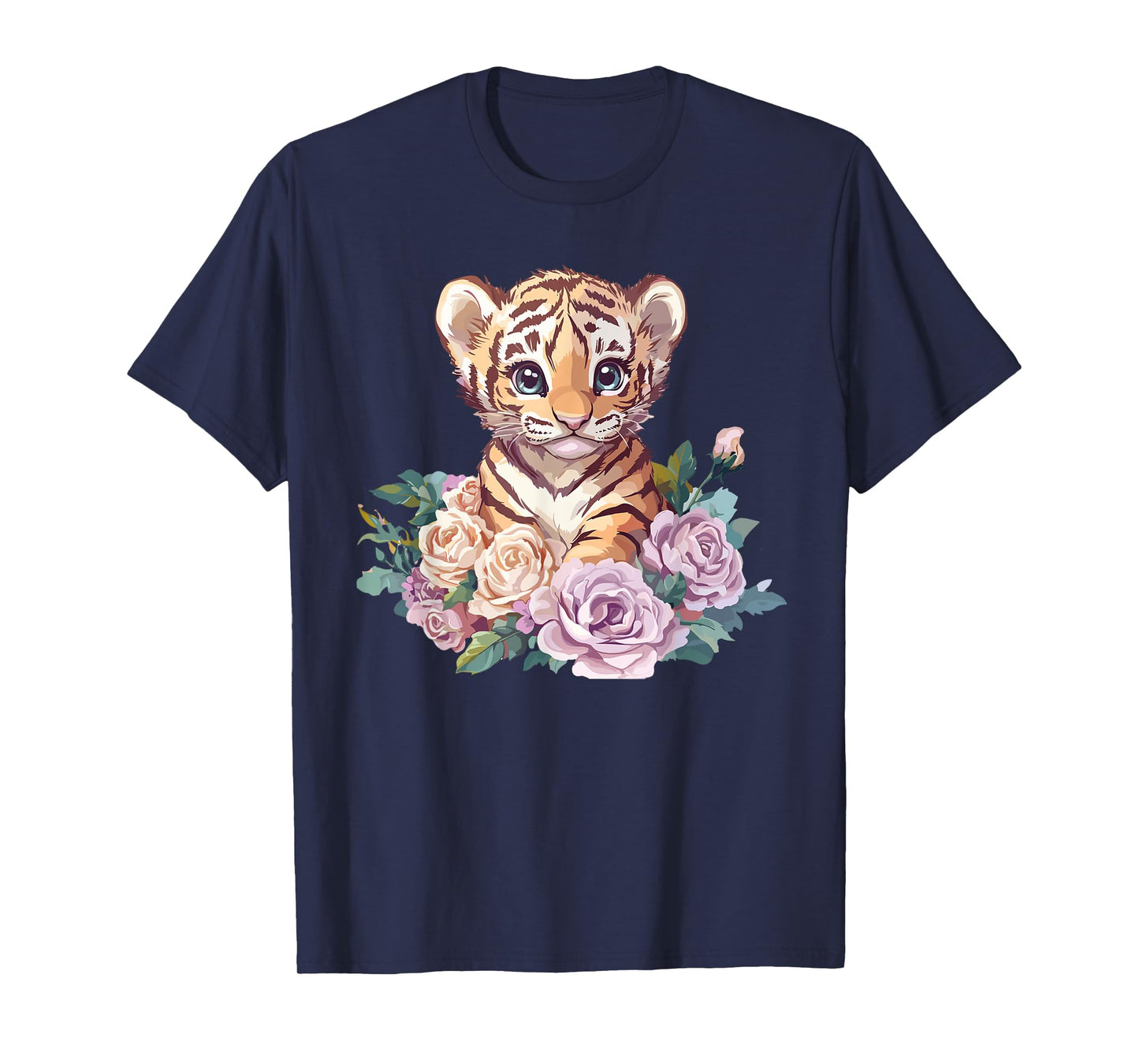Adorable Tiger Cub Surrounded By Roses T-Shirt