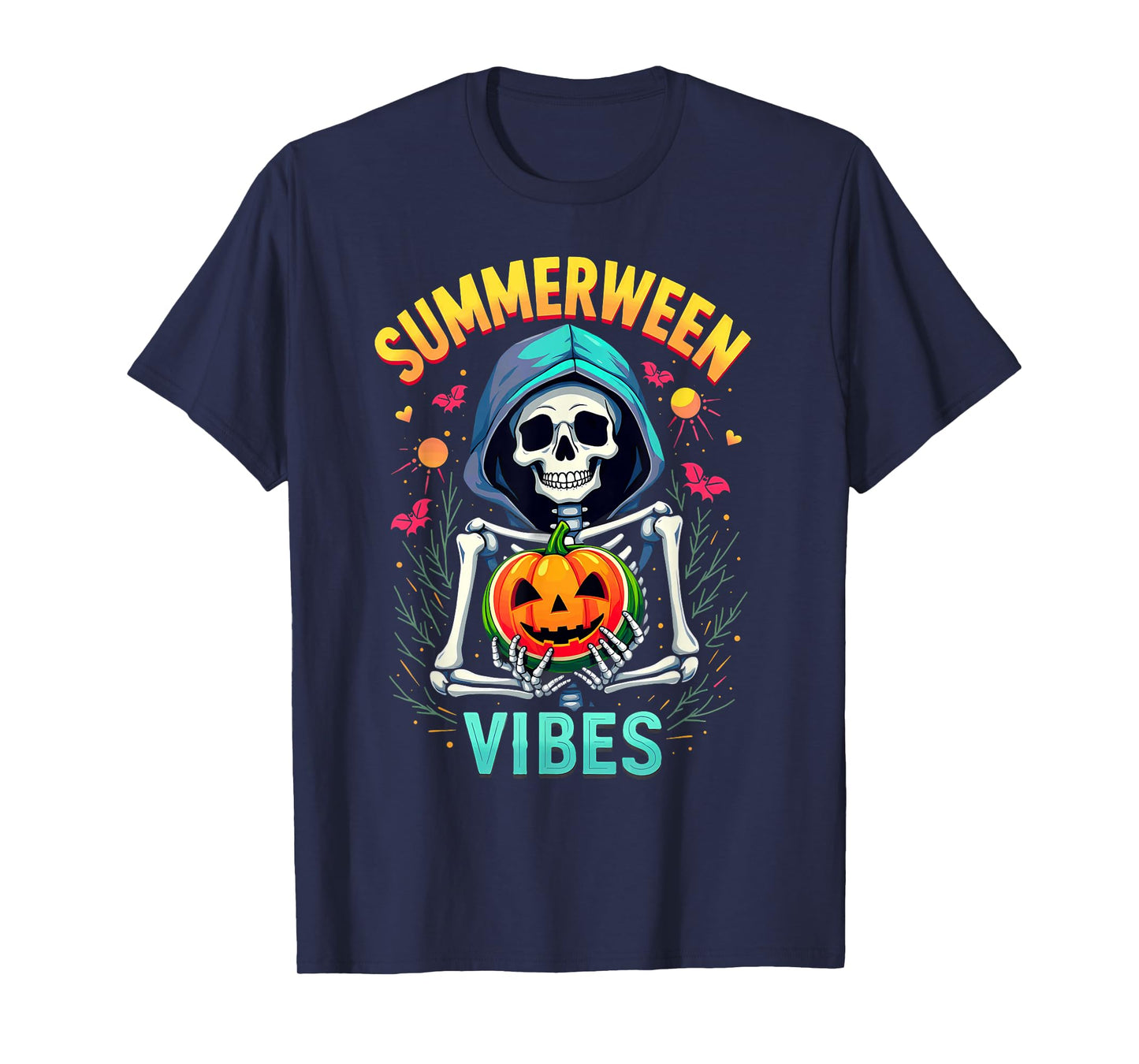Ghost Skeleton Pumpkin Summerween Vibes T-Shirt