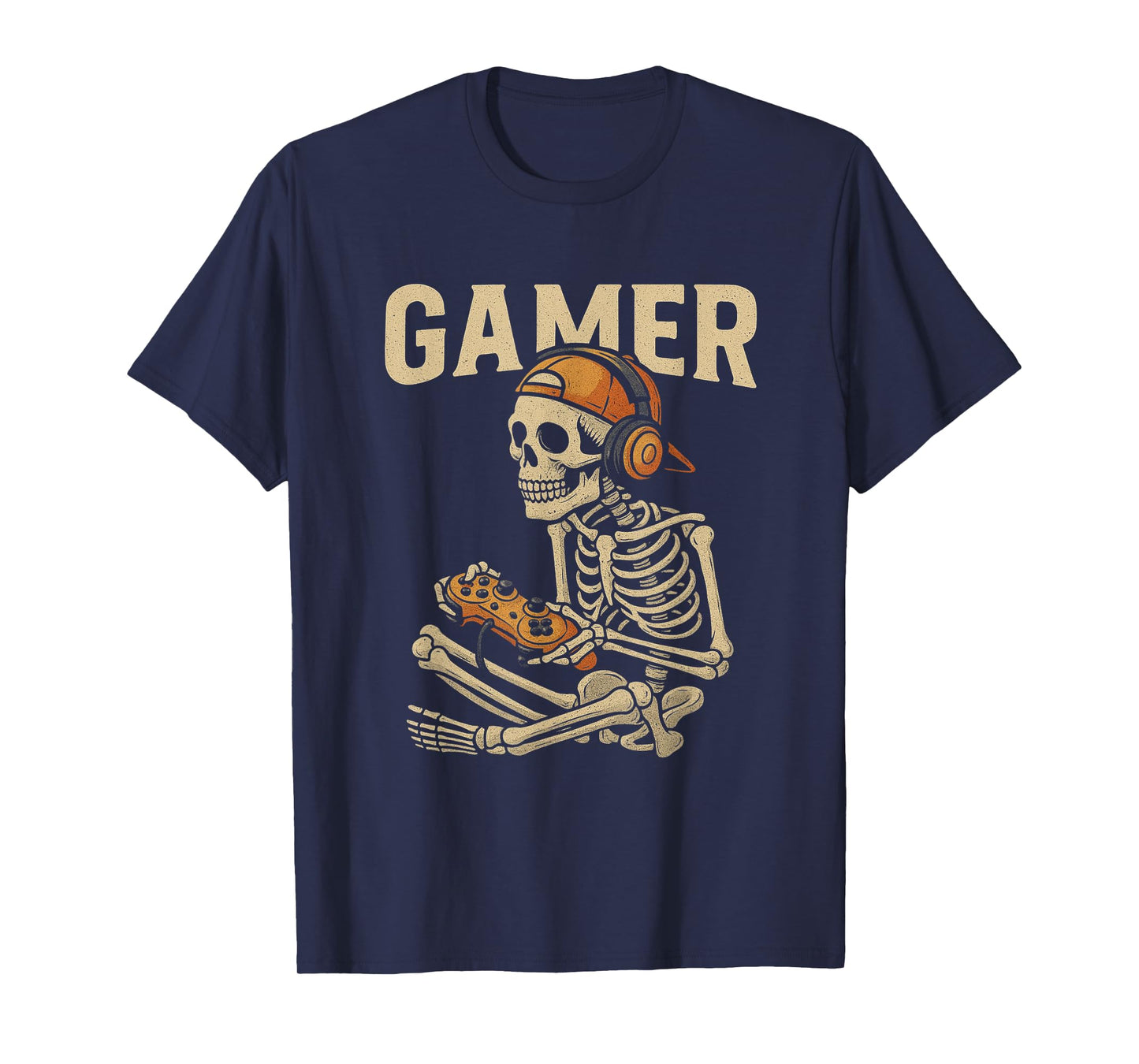 Halloween Skeleton Gamer Video Gaming Boys Men Kids Tees T-Shirt