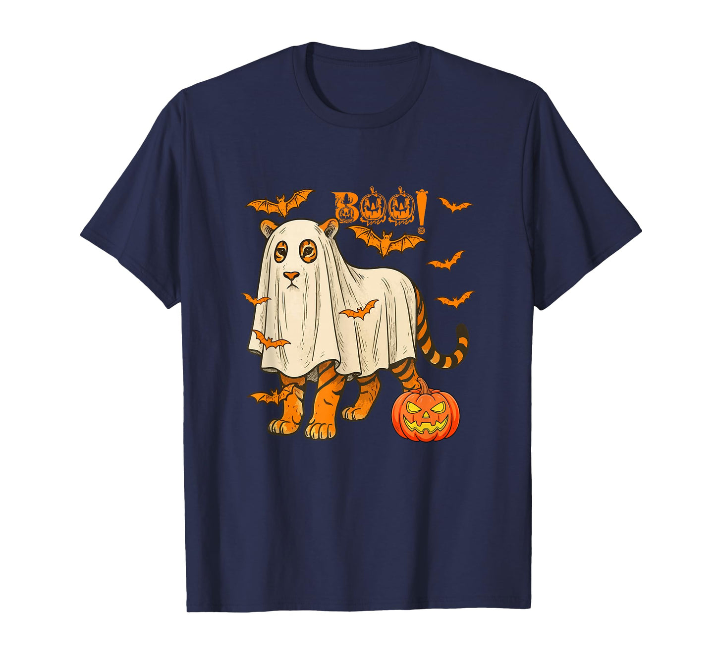 Boo Halloween Tiger Cosplay Ghost Costume Animal Lover T-Shirt