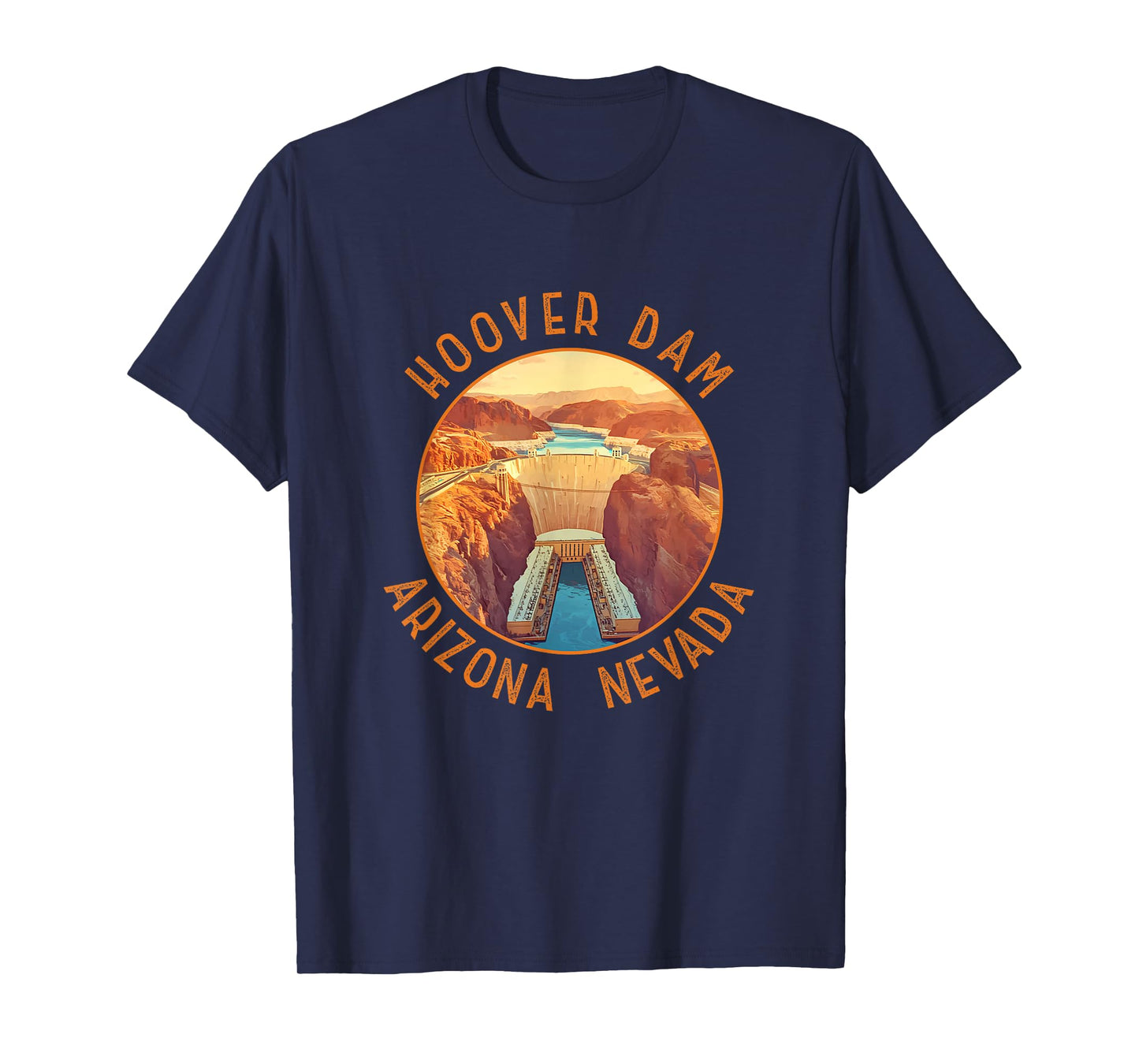 Hoover Dam Retro Distressed Circle Vintage T-Shirt