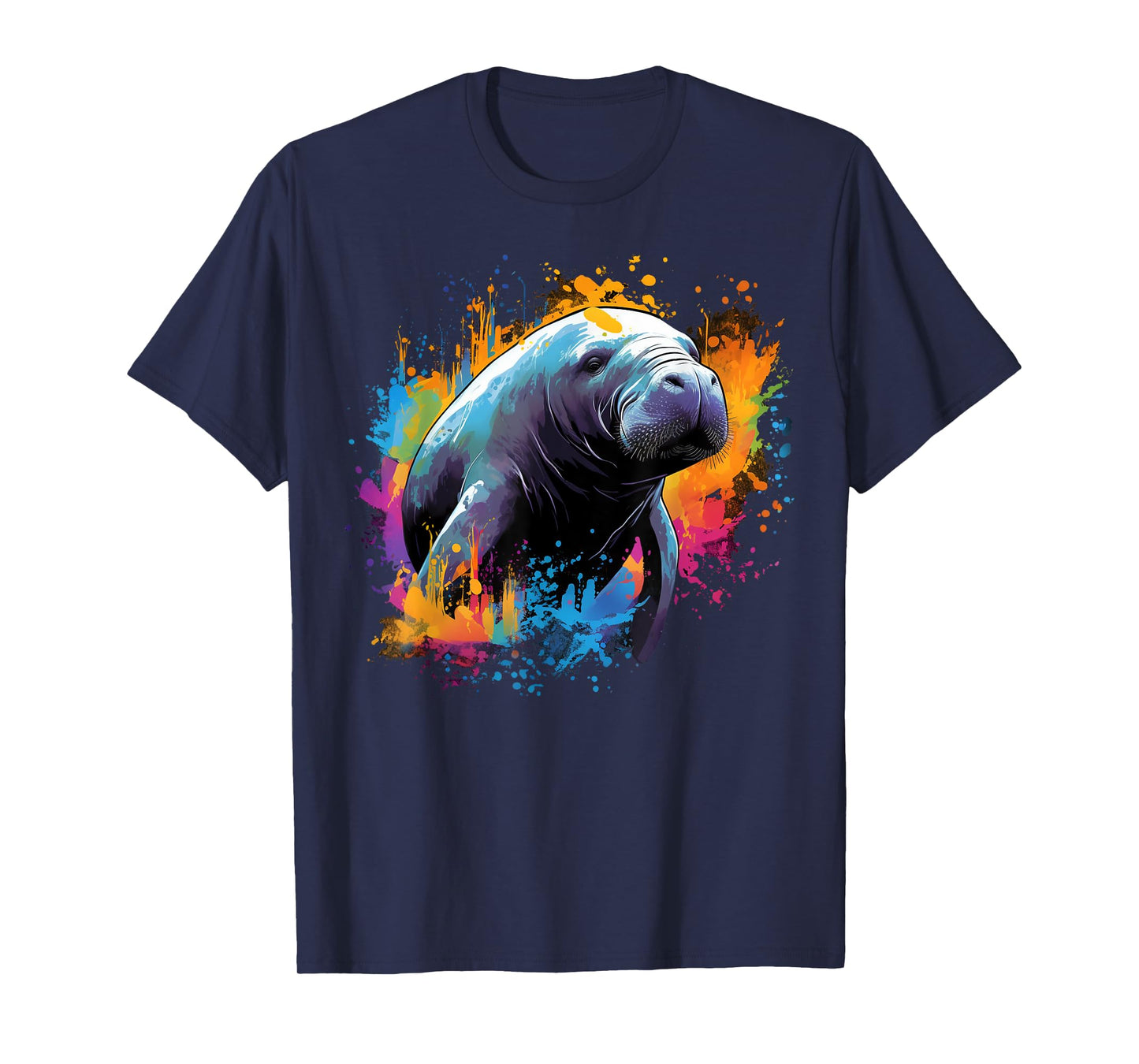 Cool Manatee on colorful painted Manatee T-Shirt