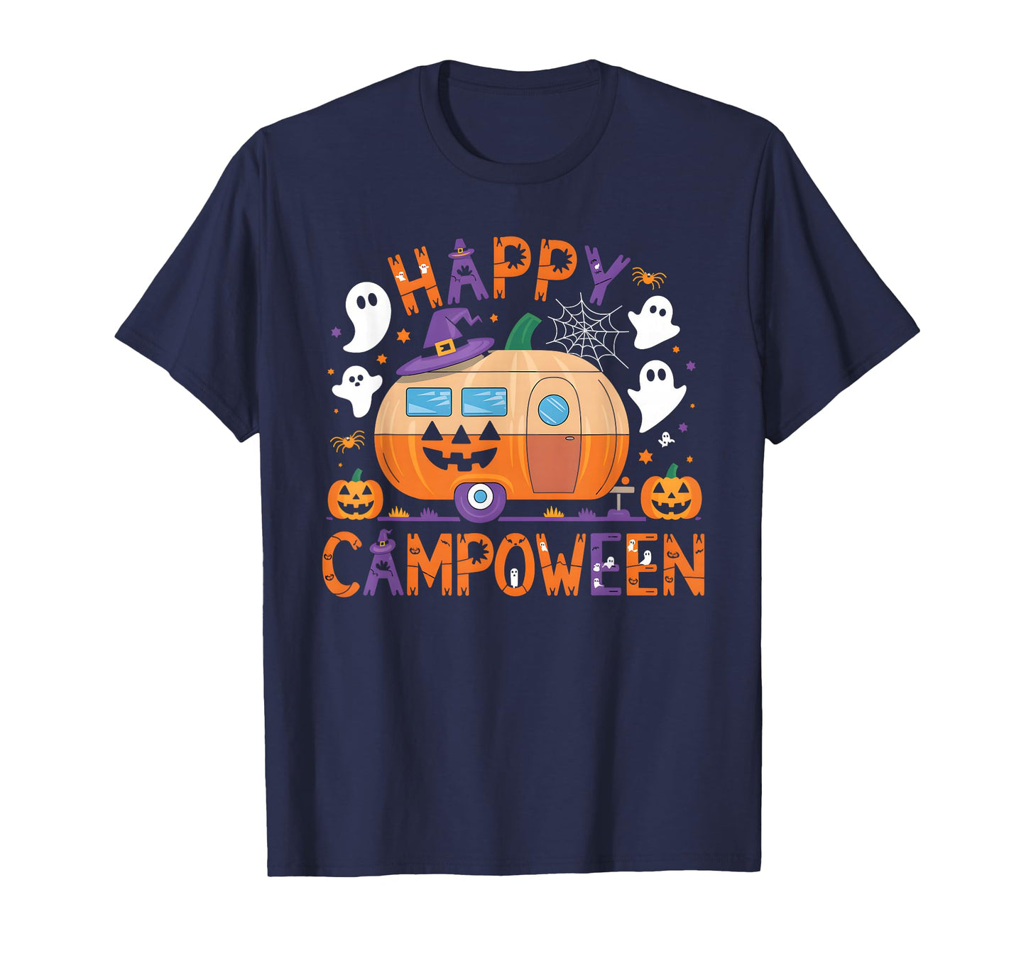 Happy Camp-O-Ween Halloween Camping Ghosts and Campfires T-Shirt