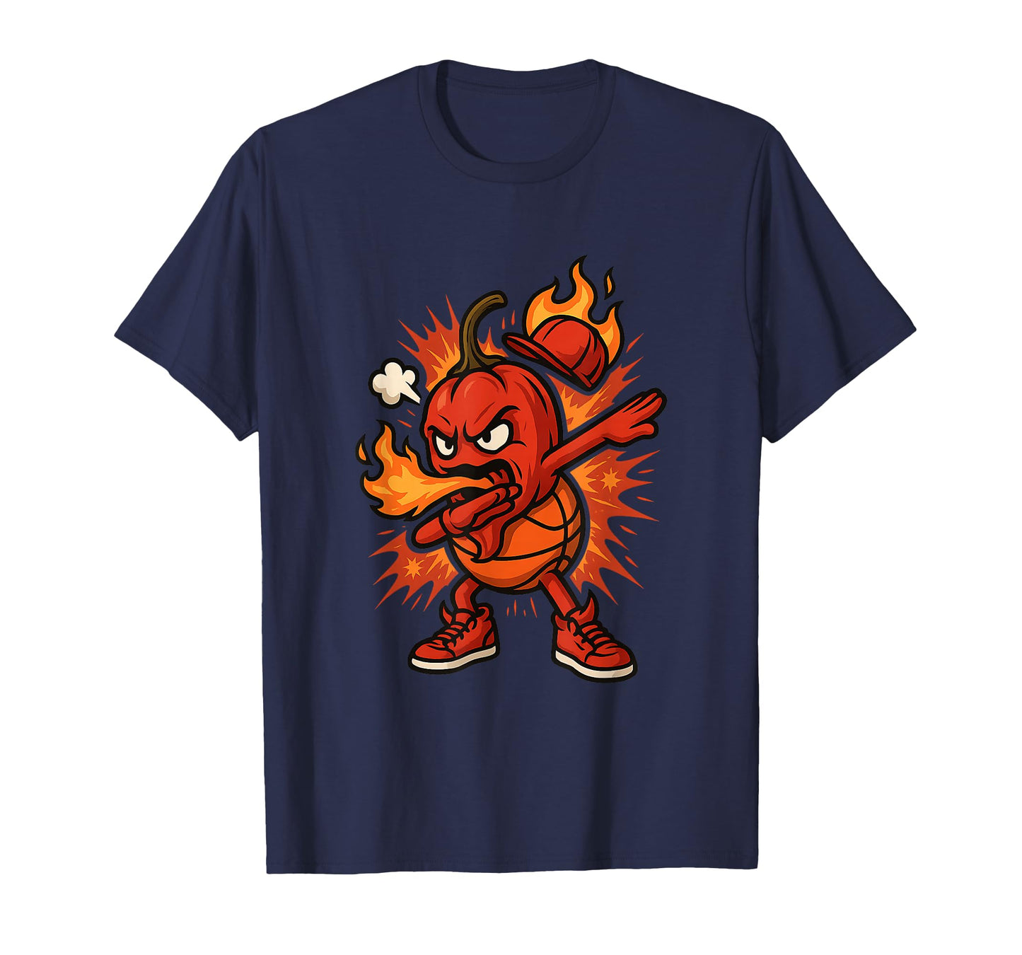 Funny Dabbing Basketball Drip Spicy Pepper Dab Meme Flame T-Shirt