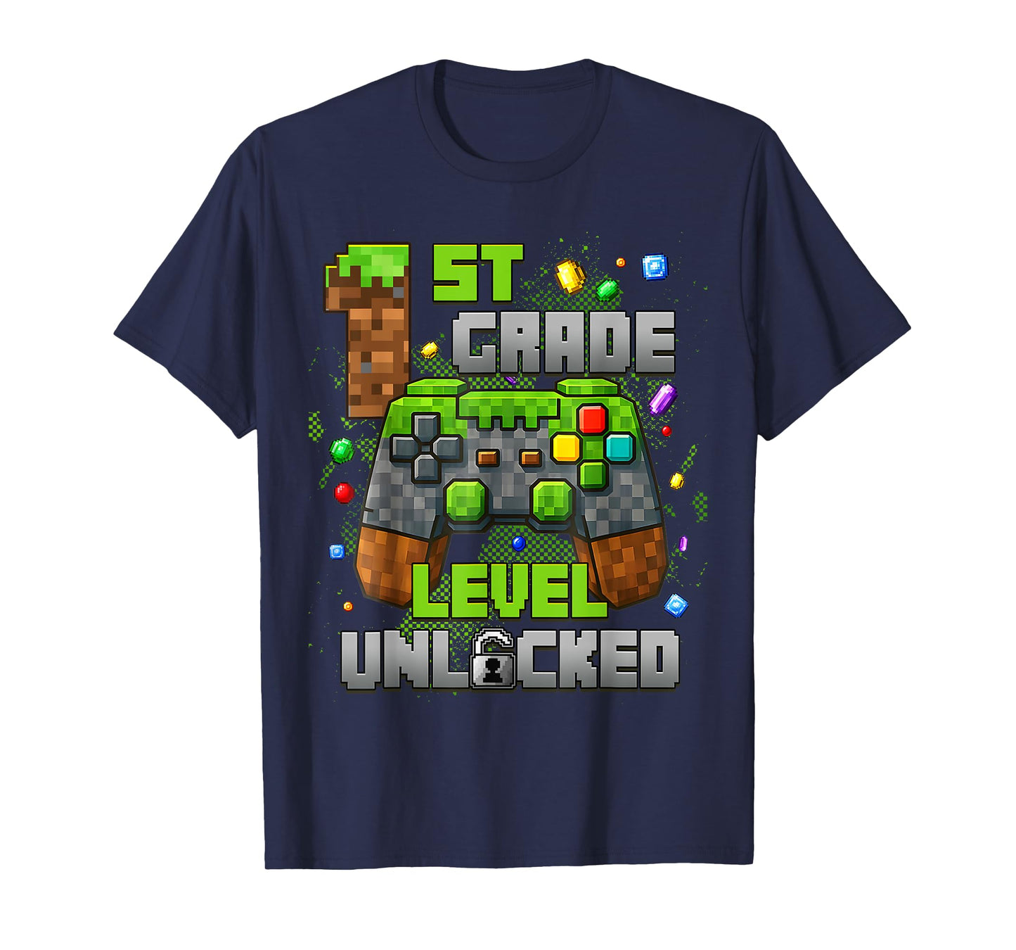 1st Grade Level Unlocked Video Gamer Pixel Back to School T-Shirt