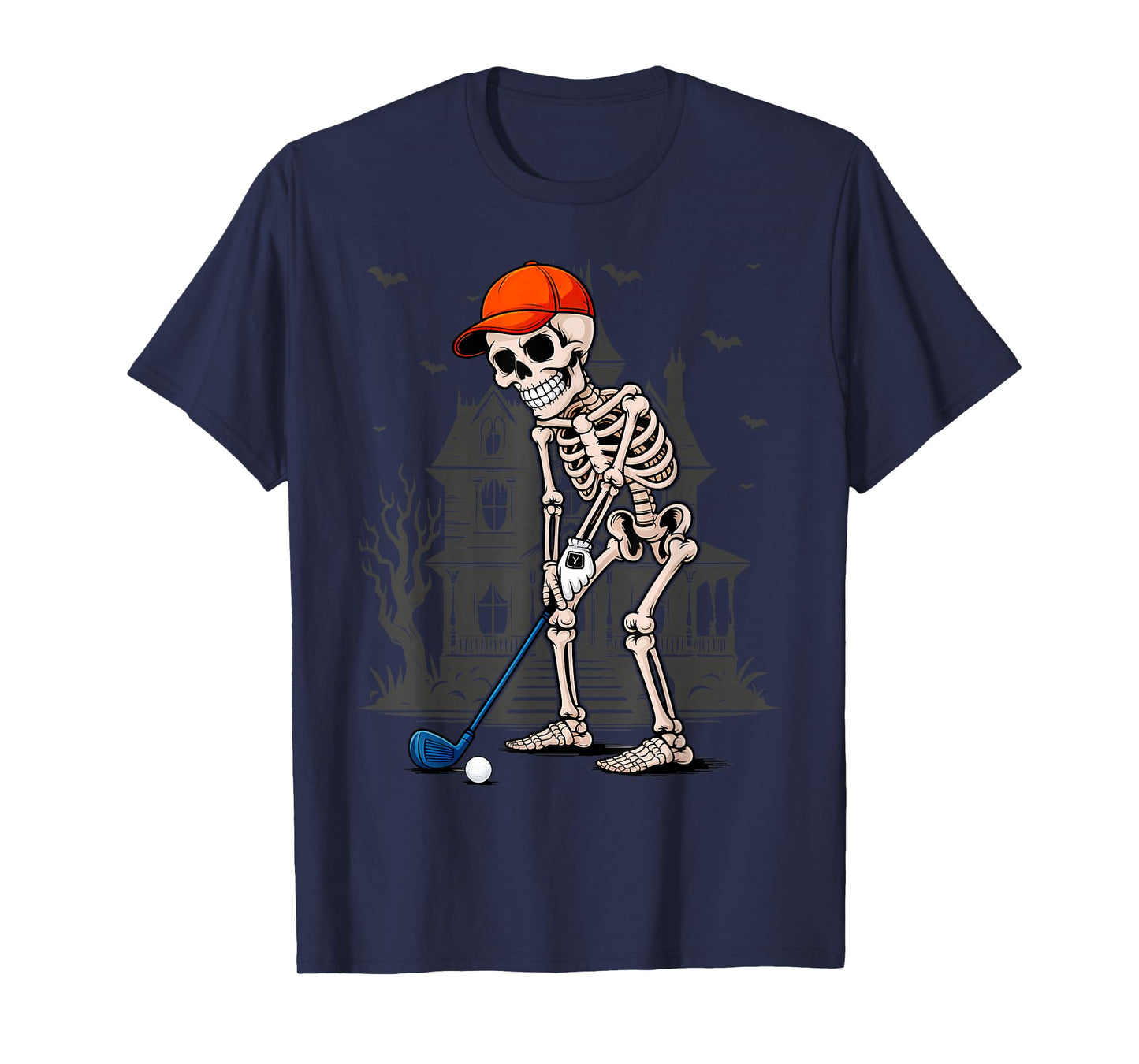 Funny Skeleton Golf Player Golfer Men Dad Halloween T-Shirt