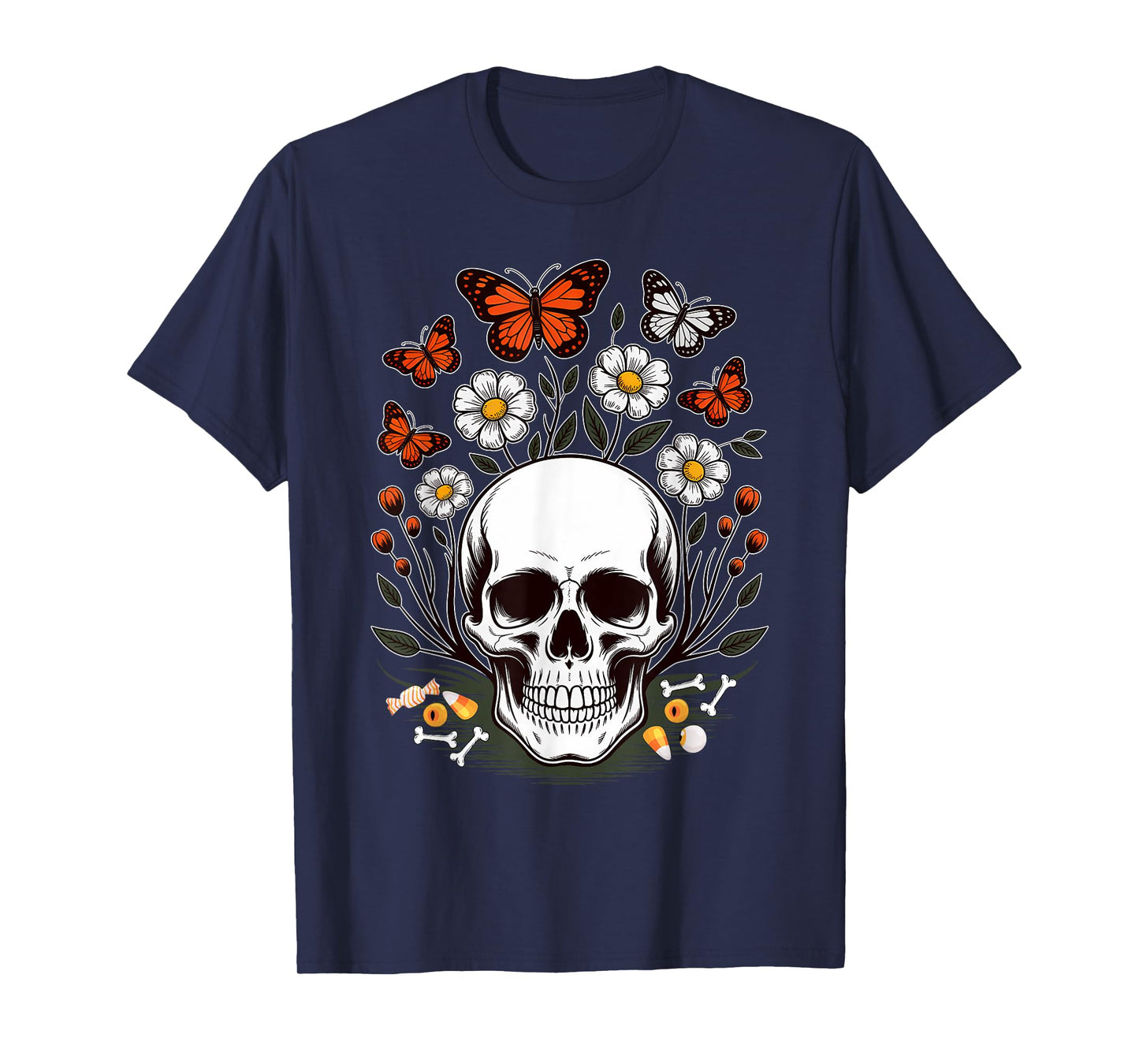 Halloween Skull Underground Flowers Skeleton Costume Women T-Shirt