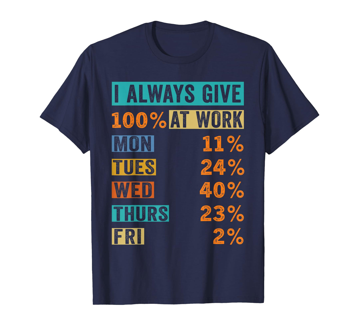 Funny I Always Give 100% At Work Humor Work Office Quotes T-Shirt