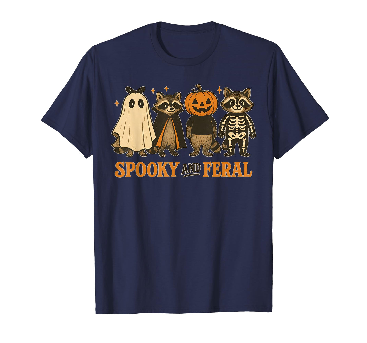 Cute Halloween Raccoon Spooky and Feral T-Shirt