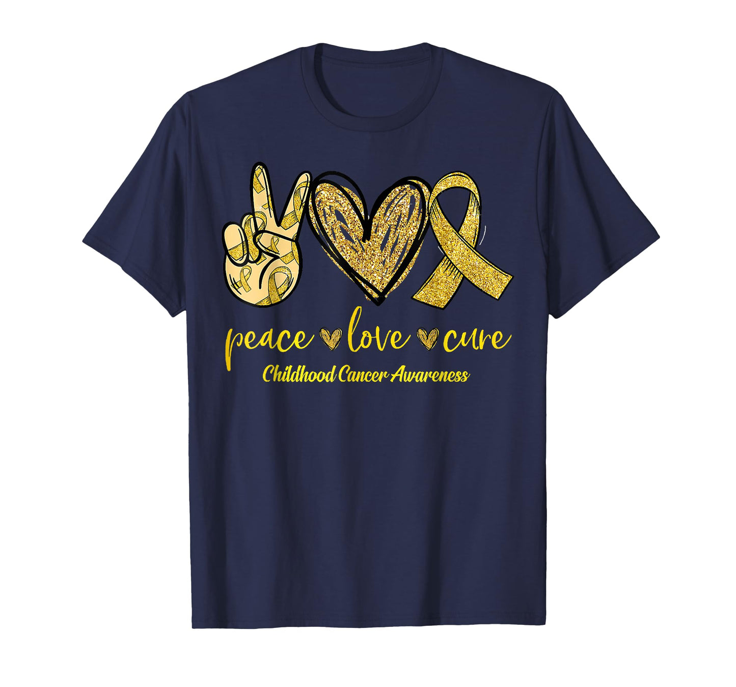 Peace Love Cure Childhood Cancer Awareness Leopart Ribbon T-Shirt