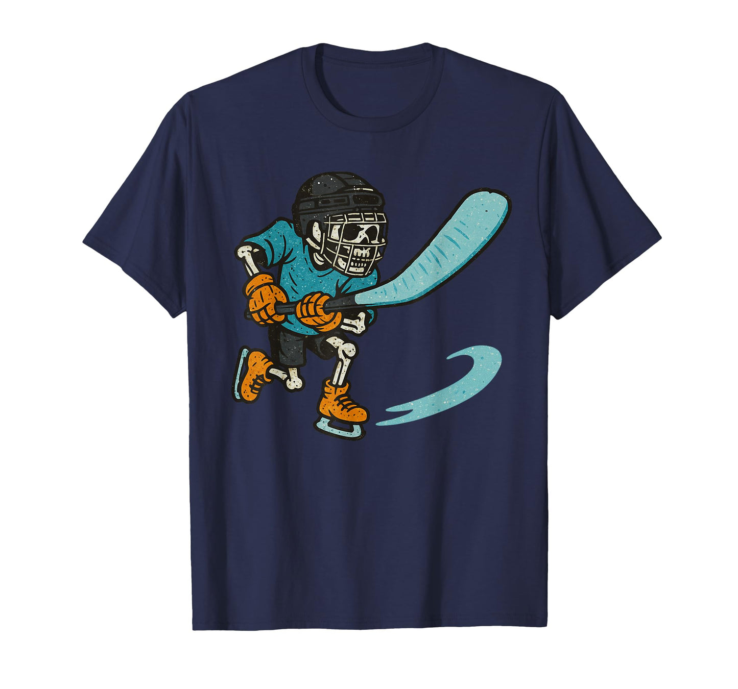 Vintage Halloween Skeleton Ice Hockey Funny Spooky Costume T-Shirt