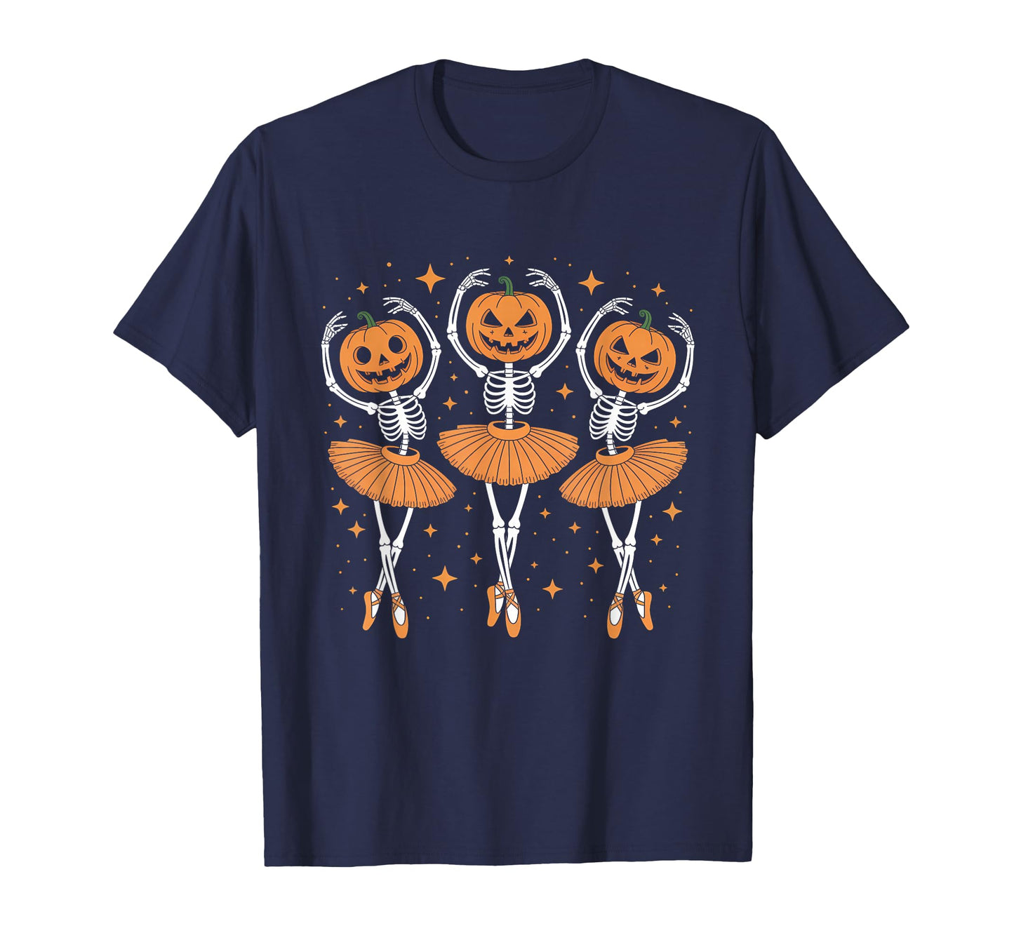 Dancing Skeleton Pumpkin Ballerina Ballet Dance Halloween T-Shirt