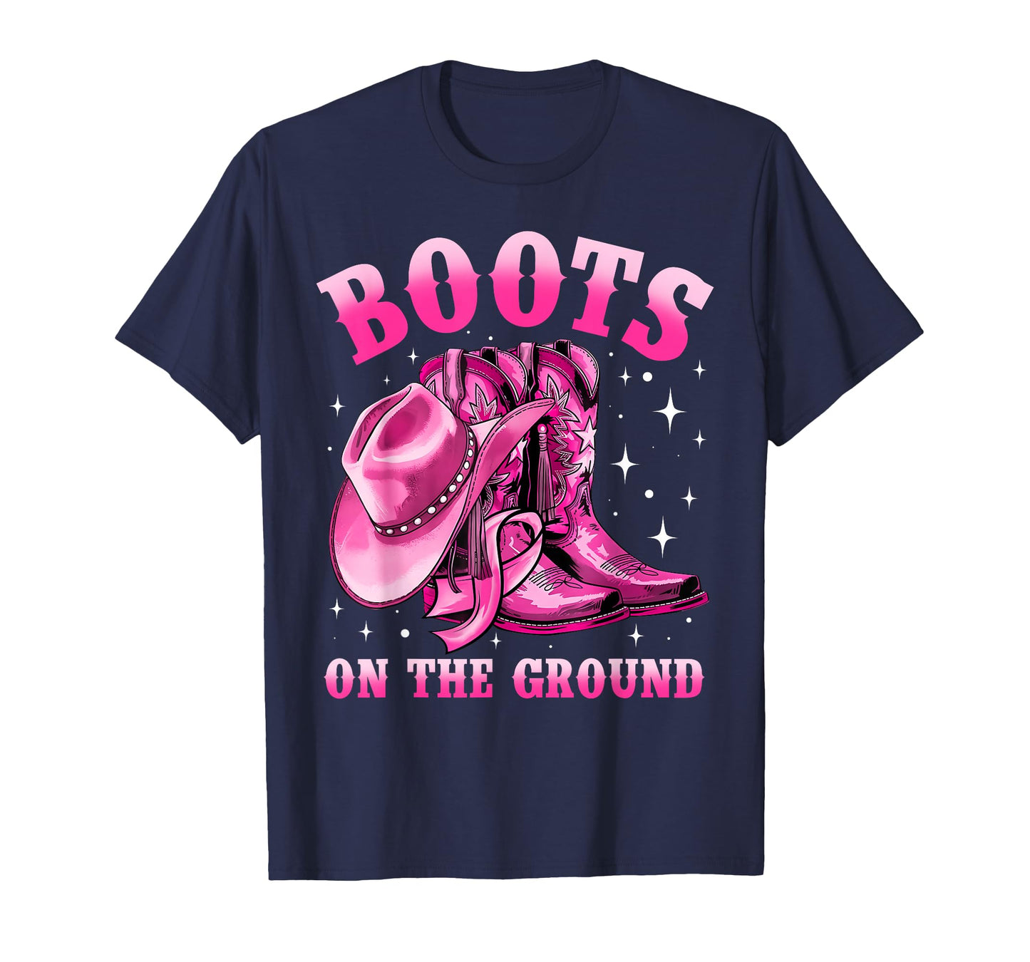 Boots On The Ground Cowgirl Western Breast Cancer Awareness T-Shirt