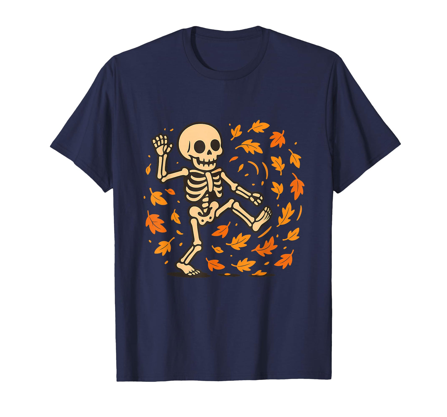 Dancing Skeleton in Autumn Leaves T-Shirt