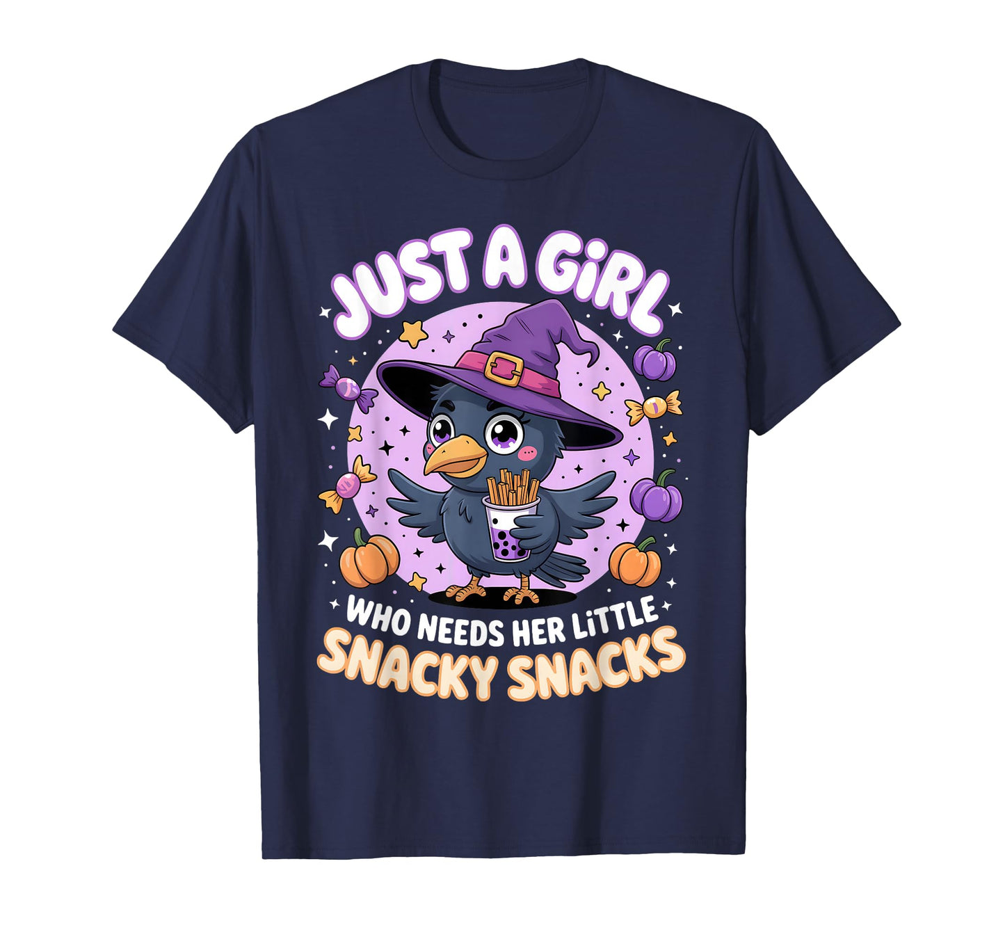 Just a Girl Snacky Snacks Shirt Halloween F-caw-f Food Lover T-Shirt