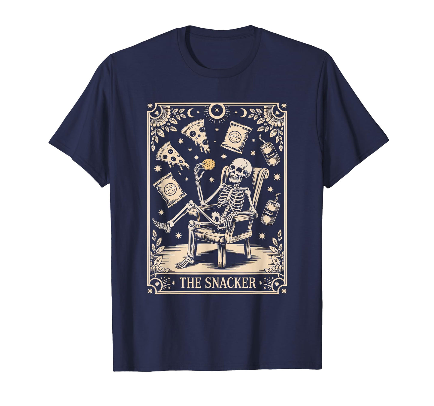 The Snacker Tarot Skeleton Funny Snack Lover T-Shirt