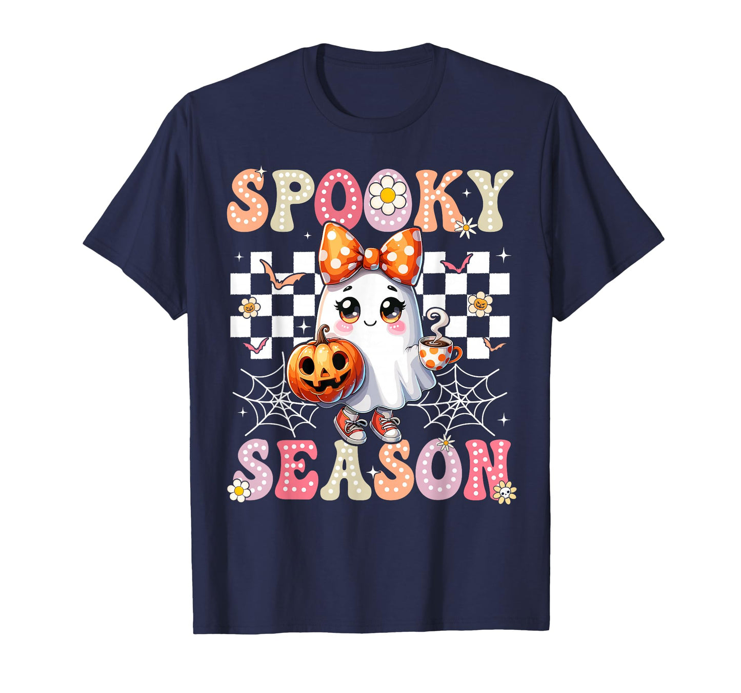 Spooky Season Retro Happy Halloween Ghost Women Toddler Girl T-Shirt
