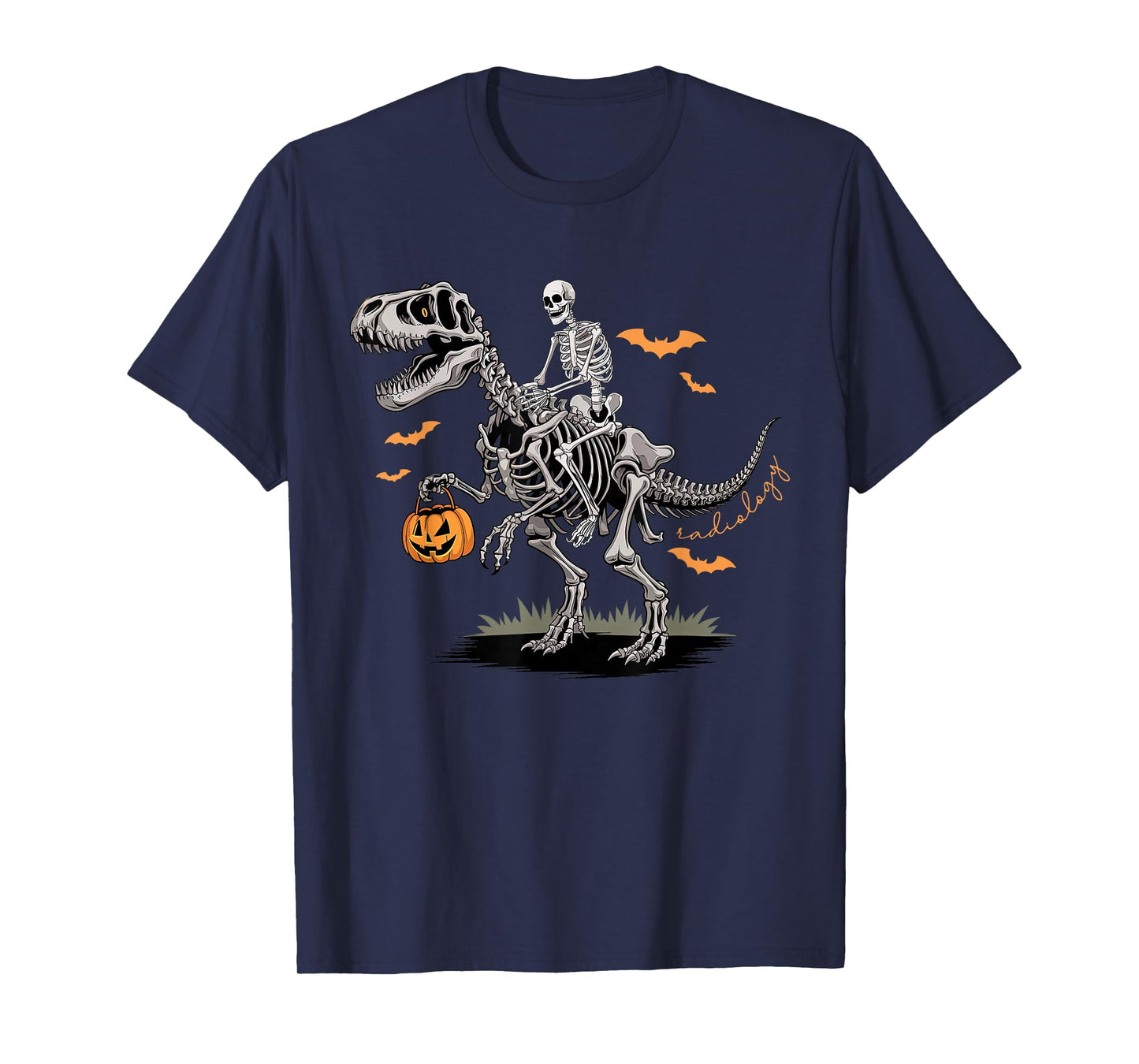 Radiology Halloween Skeleton Riding Dinosaur X-ray Tech Fall T-Shirt
