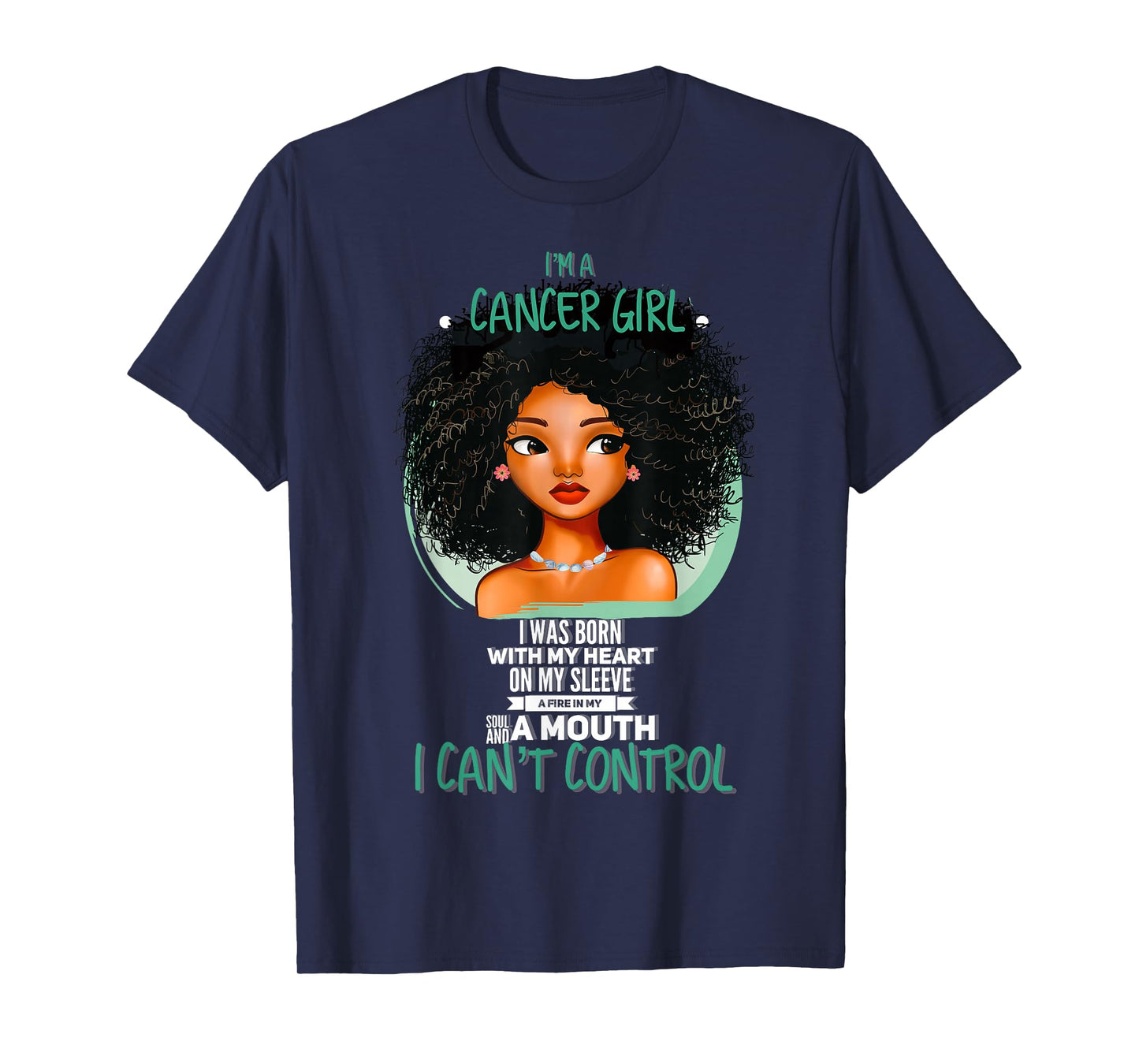 Cancer Zodiac Sign Shirts for Afro American Girls and Women T-Shirt