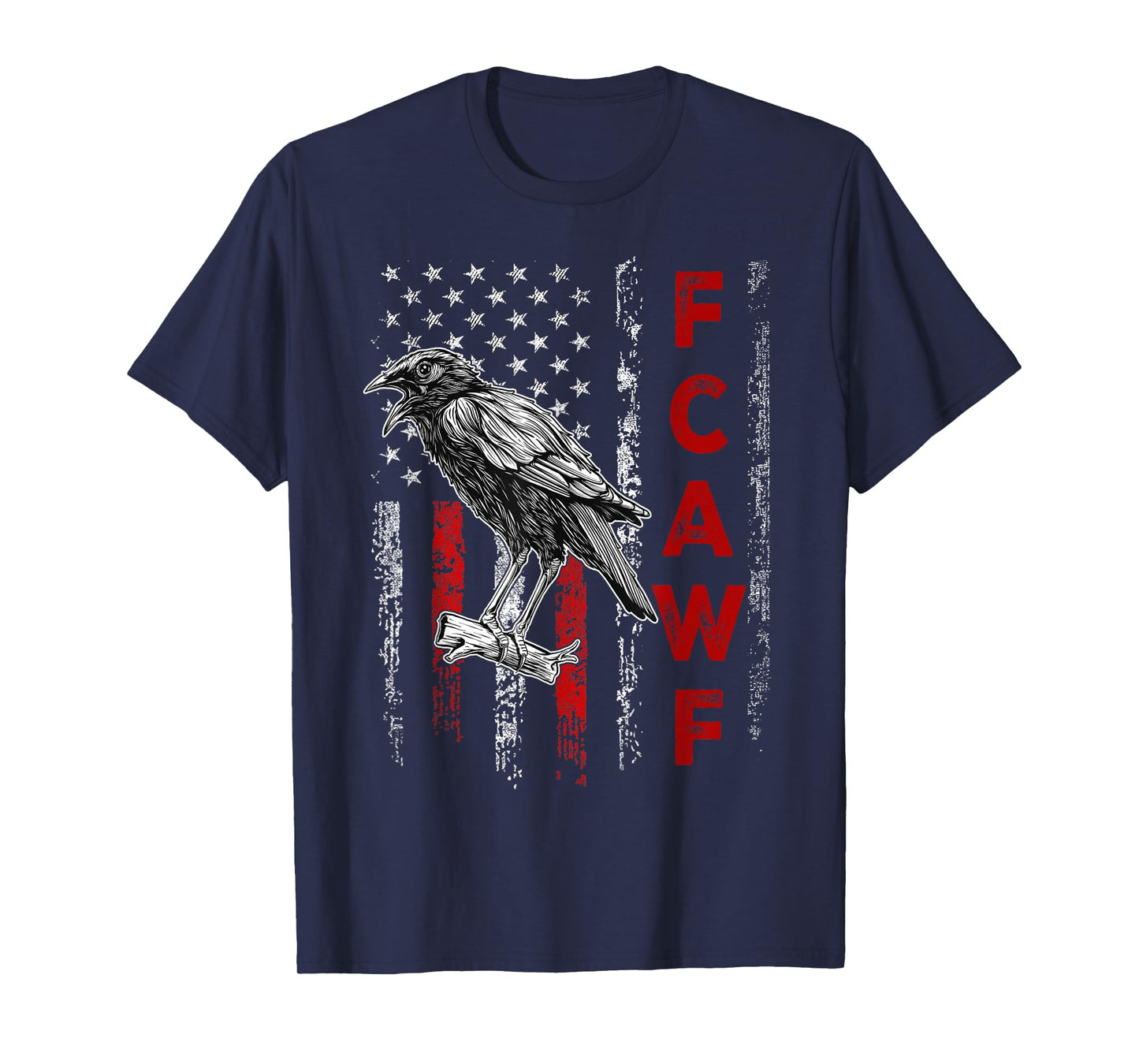 F-Caw-F Black Crow Black Bird Retro USA Flag Vintage F-Caw-F T-Shirt