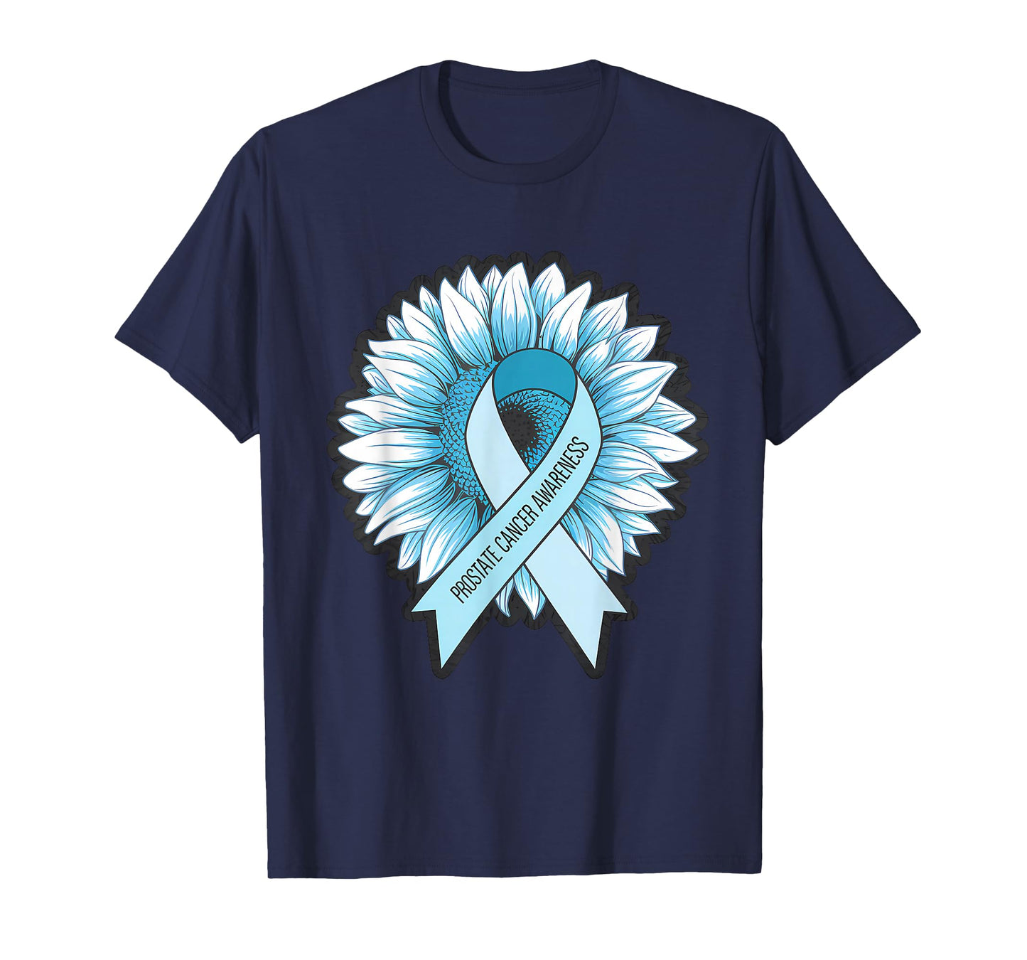 Prostate Cancer Awareness Month Light Blue Ribbon Sunflower T-Shirt
