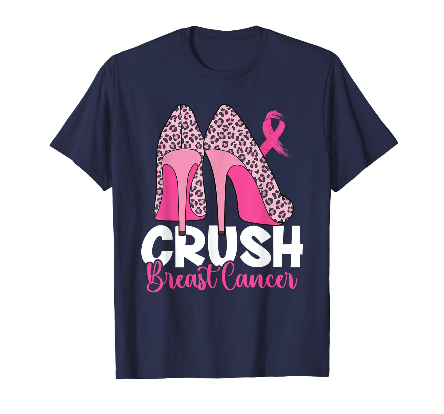 Crush Breast Cancer Awareness Bling Pink Ribbon Womens T-Shirt