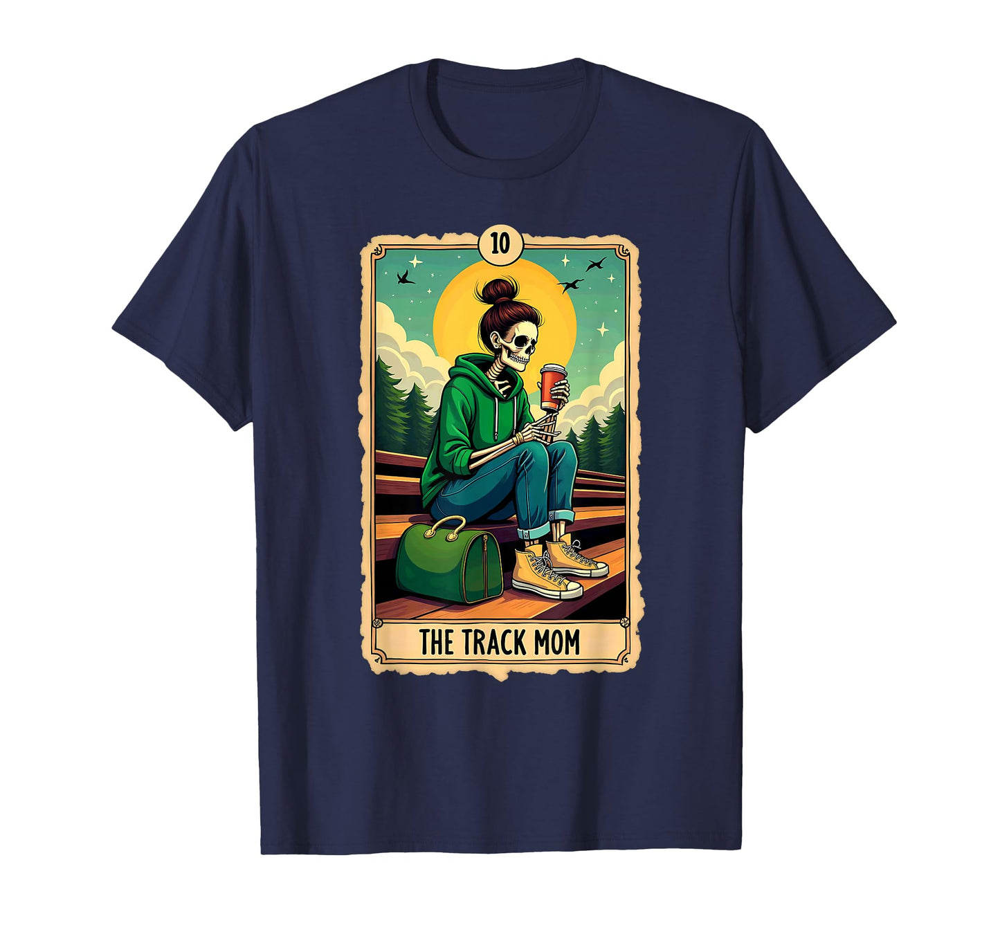 Gothic Tarot Card The Track Mom Skeleton Coffee Runner T-Shirt