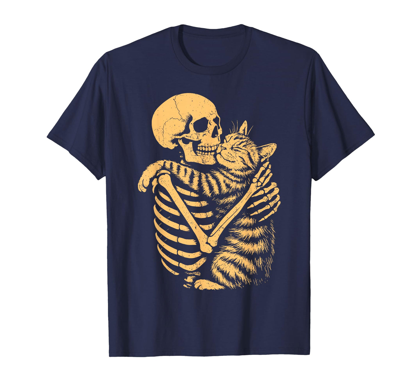 Skeleton Holding Cat Kitten Happy Halloween Costume Day Kids T-Shirt