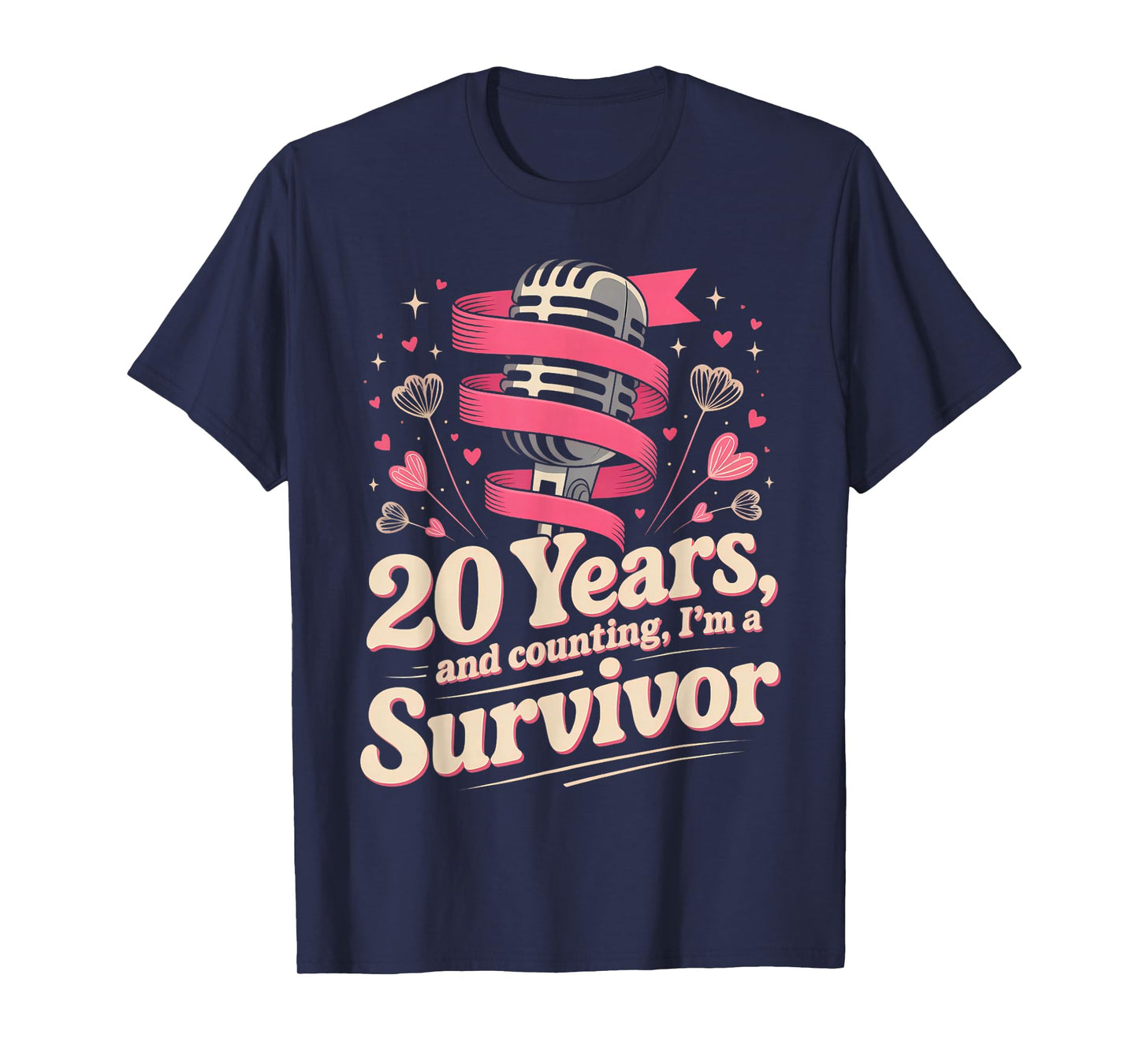 20 Year Breast Cancer Survivor Pink Ribbon Awareness T-Shirt