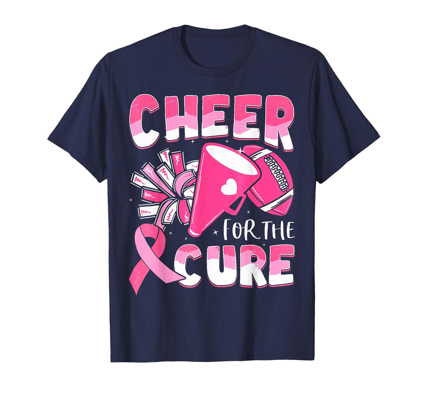 Breast Cancer Awareness Cheer for The Cure Football T-Shirt