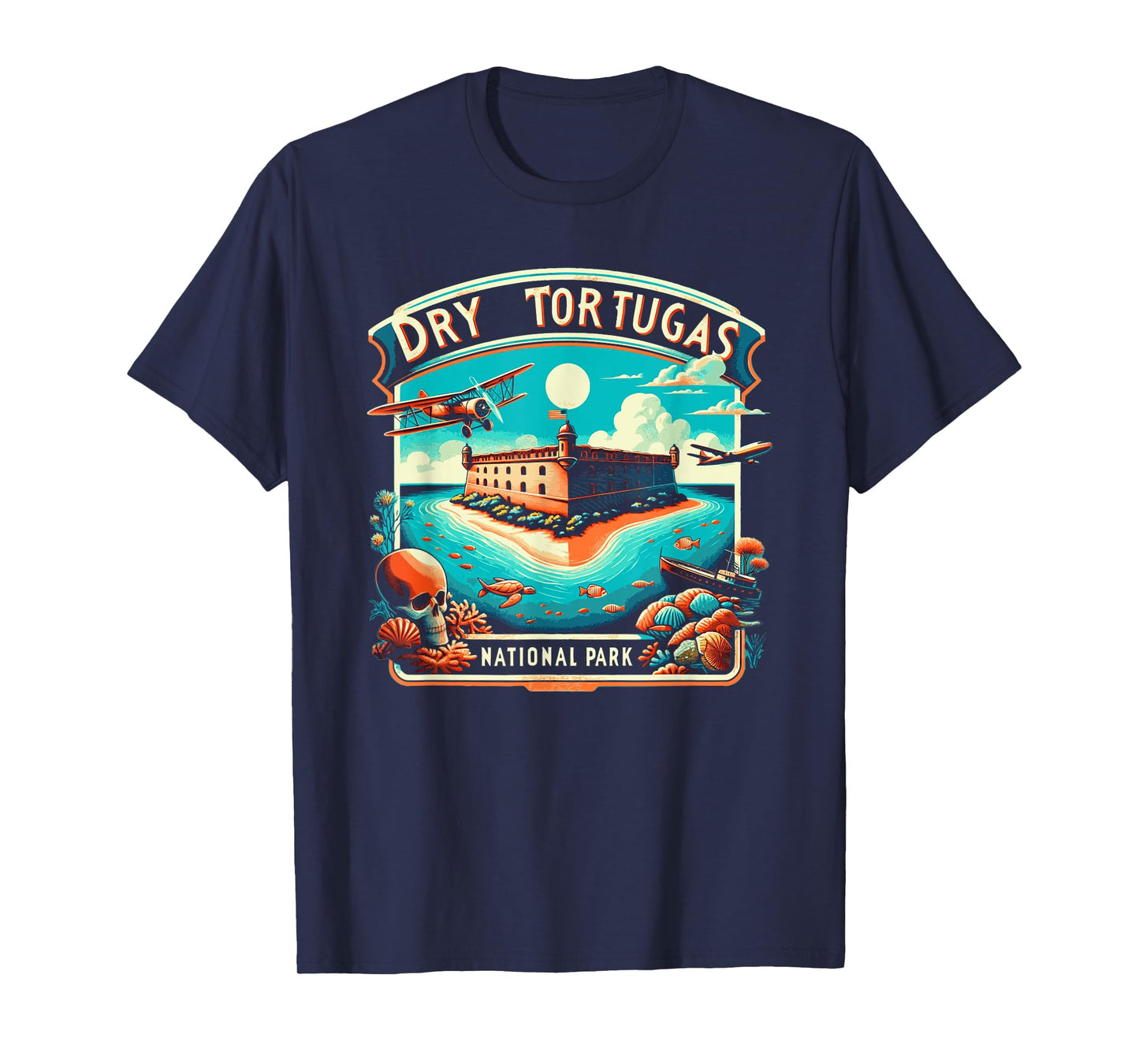 Borough & Bridge Dry Tortugas National Park Retro Inspired T-Shirt, Small, Black
