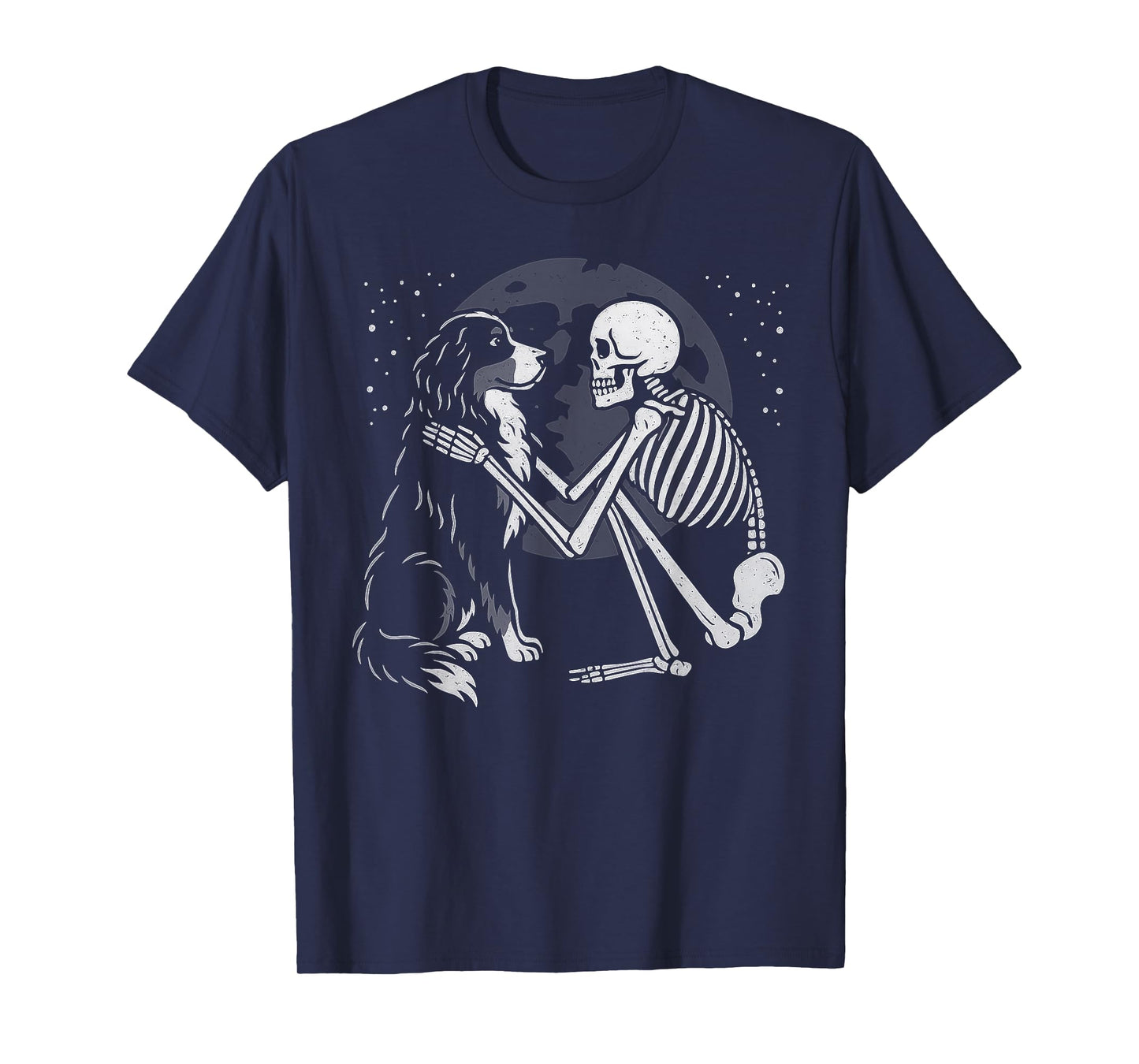 Bernese Mountain Dog Skeleton Moon Halloween Dog Lover T-Shirt
