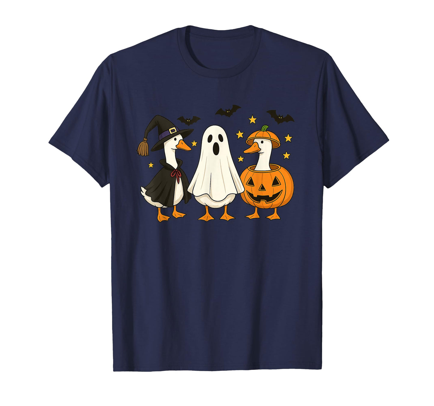 Spooky Halloween Goose Ghost Pumpkin Witch Skeleton 2025 T-Shirt